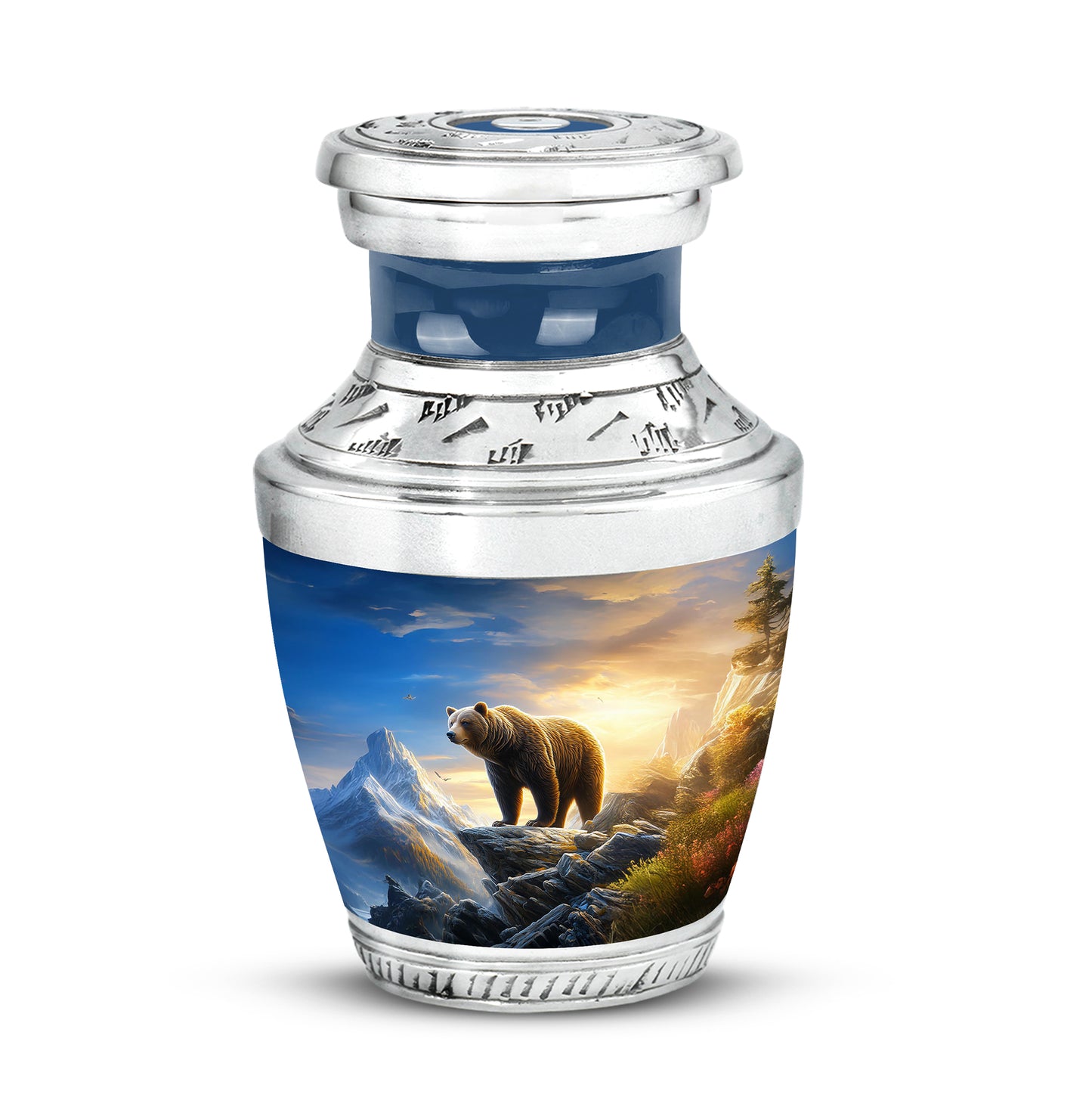 Personalized Bear Cremation Urns - Wondrous Blue 10-inch, 200 cu in - Yatskia