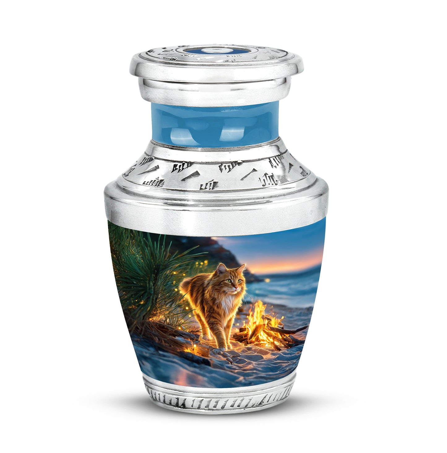 Personalized Blue Cat Cremation Urns for Ashes - Peaceful - Yatskia