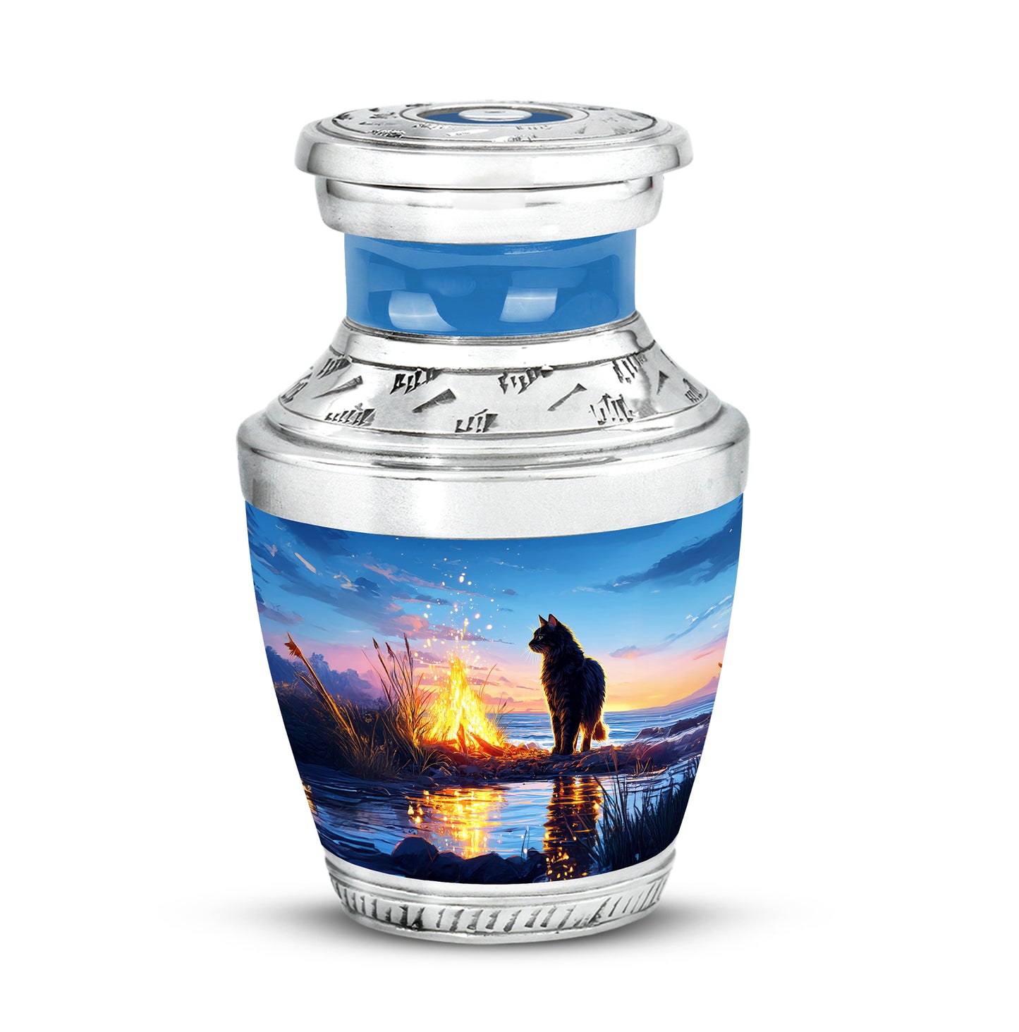 Personalized Blue Cat Cremation Urns for Ashes - Captivating - Yatskia