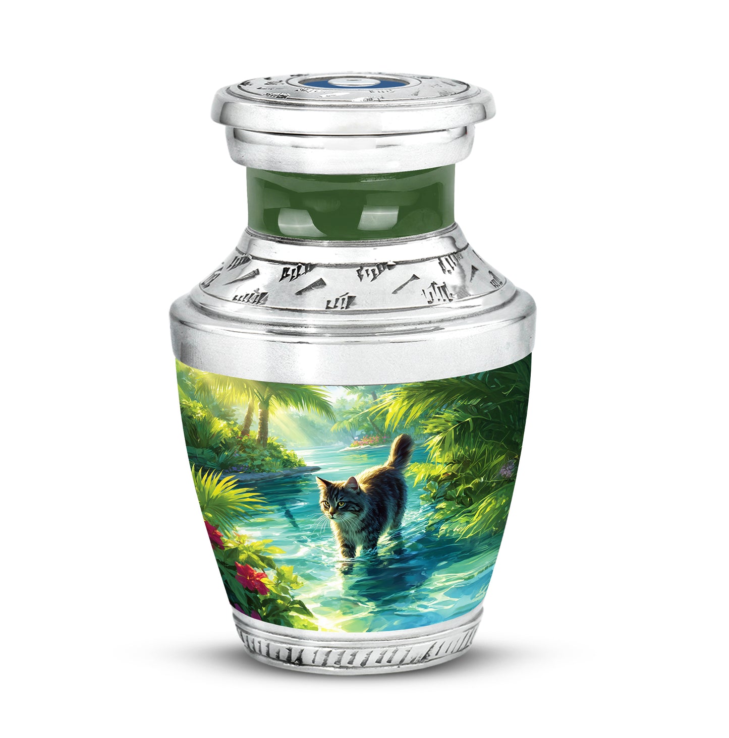 Regal Cat Memorial Cremation Urns - Green - Yatskia
