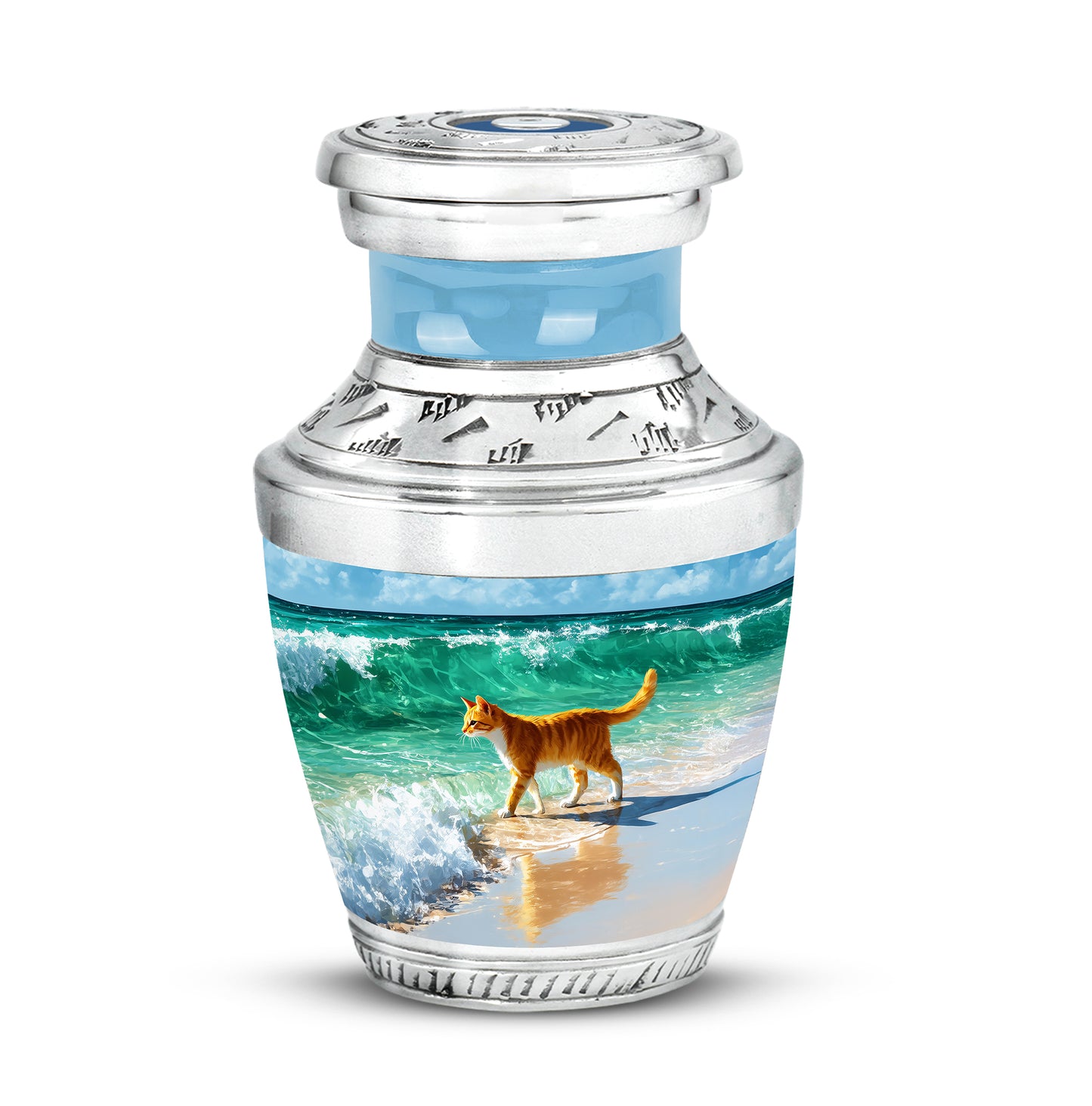 Hallowed Cat Cremation Urns for Human Ashes - Blue - Yatskia