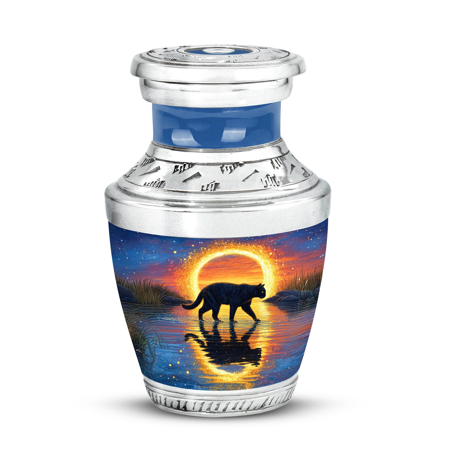 Personalized Blue Revered Cat Cremation Urns for Human Ashes - Yatskia