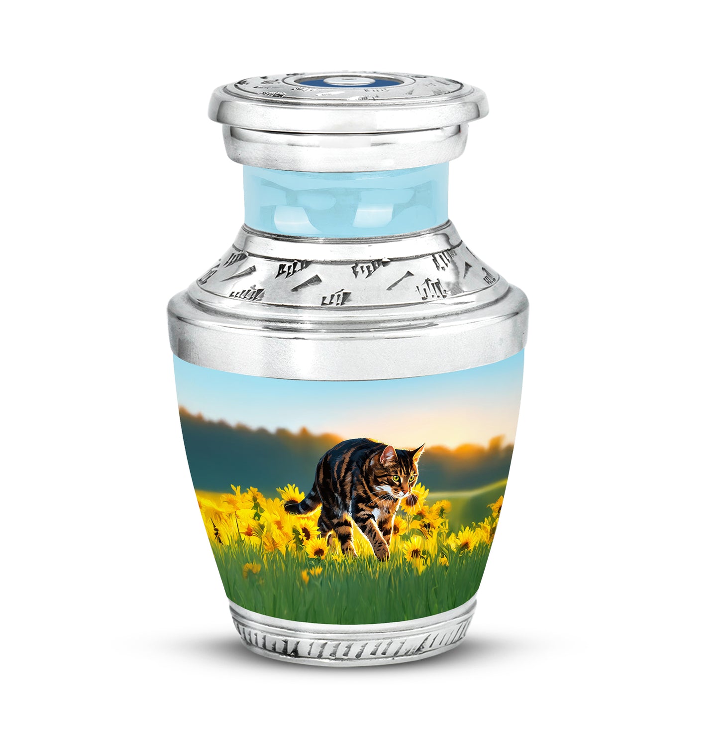 Distinguished Teal Cat Cremation Urn for Ashes - Yatskia