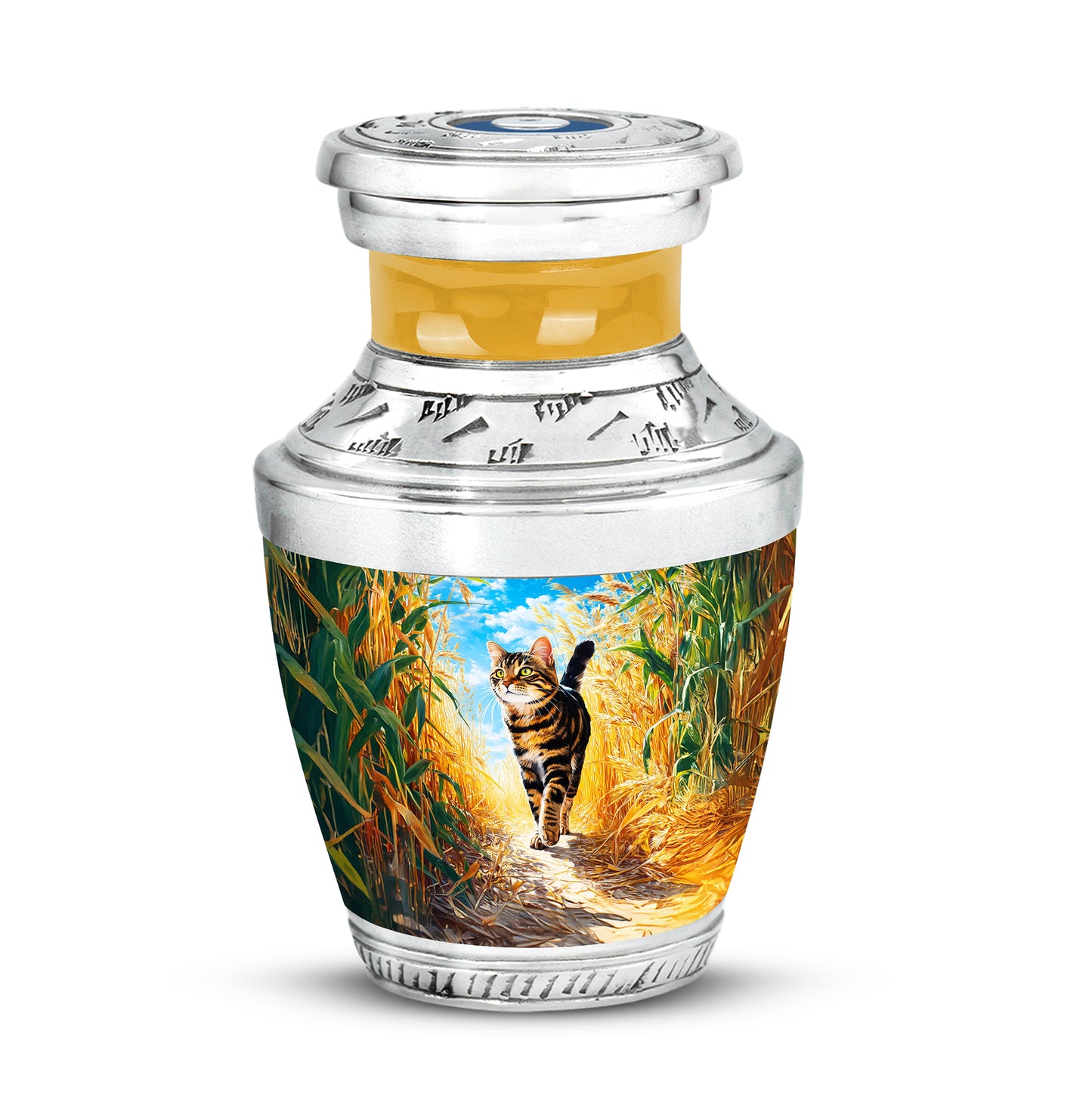 Lustrous Cat Cremation Urns for Human Ashes - Teal - Yatskia
