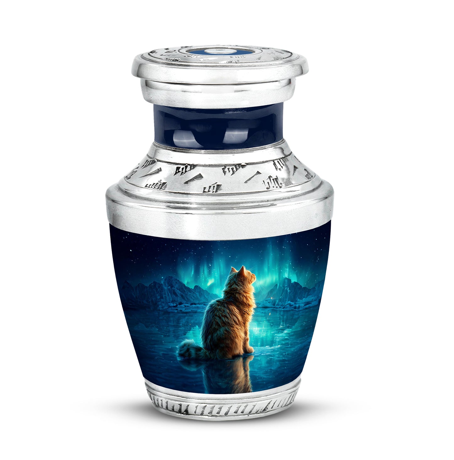 Blue Resounding Cat Memorial Urn for Ashes - Yatskia
