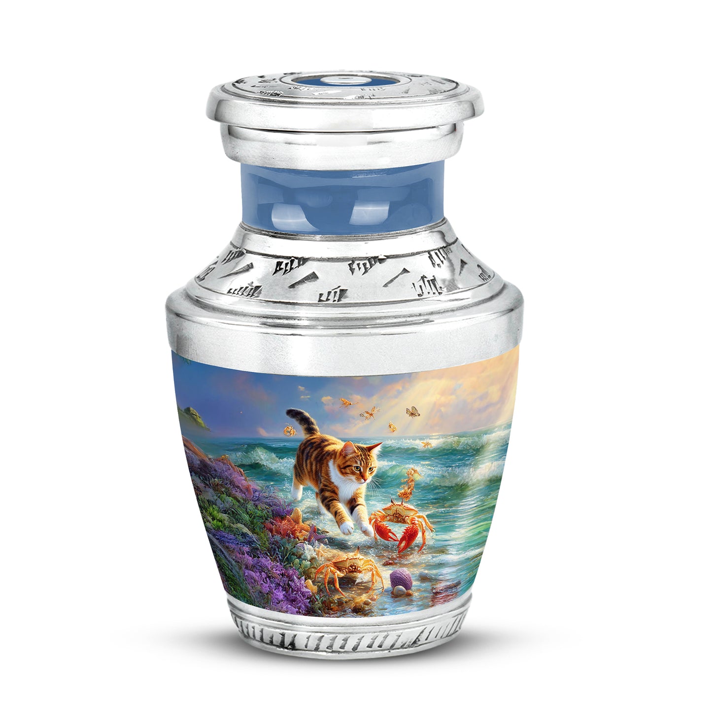 Personalized Blue Revered Cat Cremation Urns for Human Ashes - Yatskia