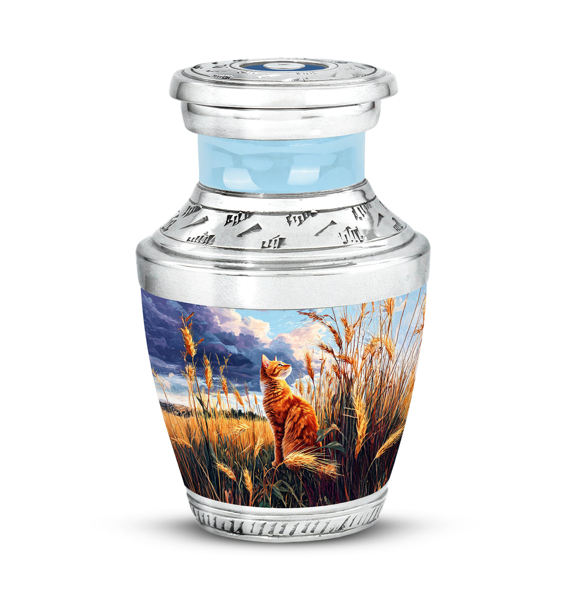 Personalized Blue Revered Cat Cremation Urns for Human Ashes - Yatskia