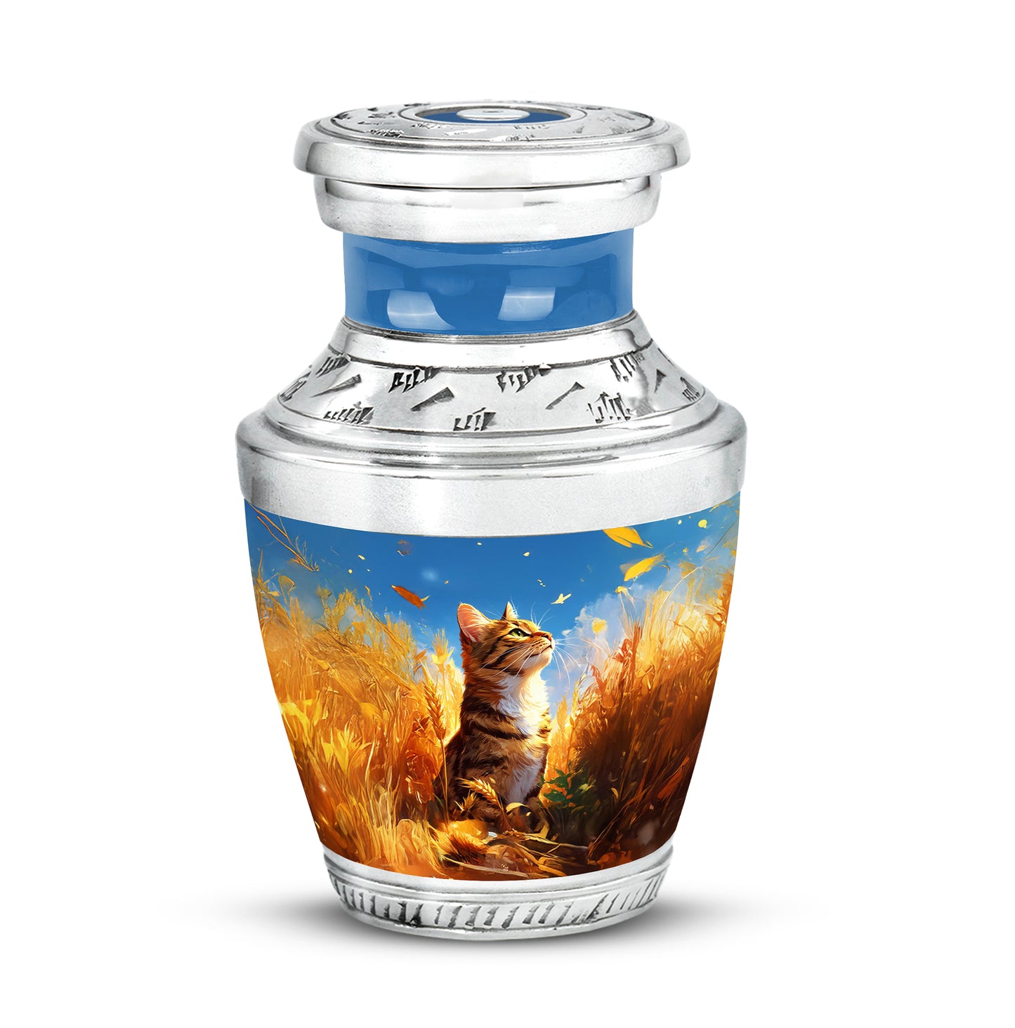 Harmonious Cat Cremation Urns for Human Ashes - Blue - Yatskia