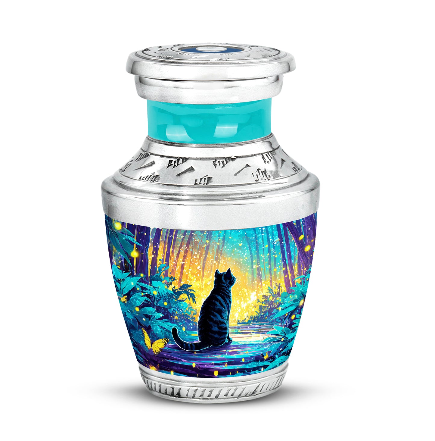 Personalized Teal Cat Cremation Urns for Ashes - Captivating - Yatskia