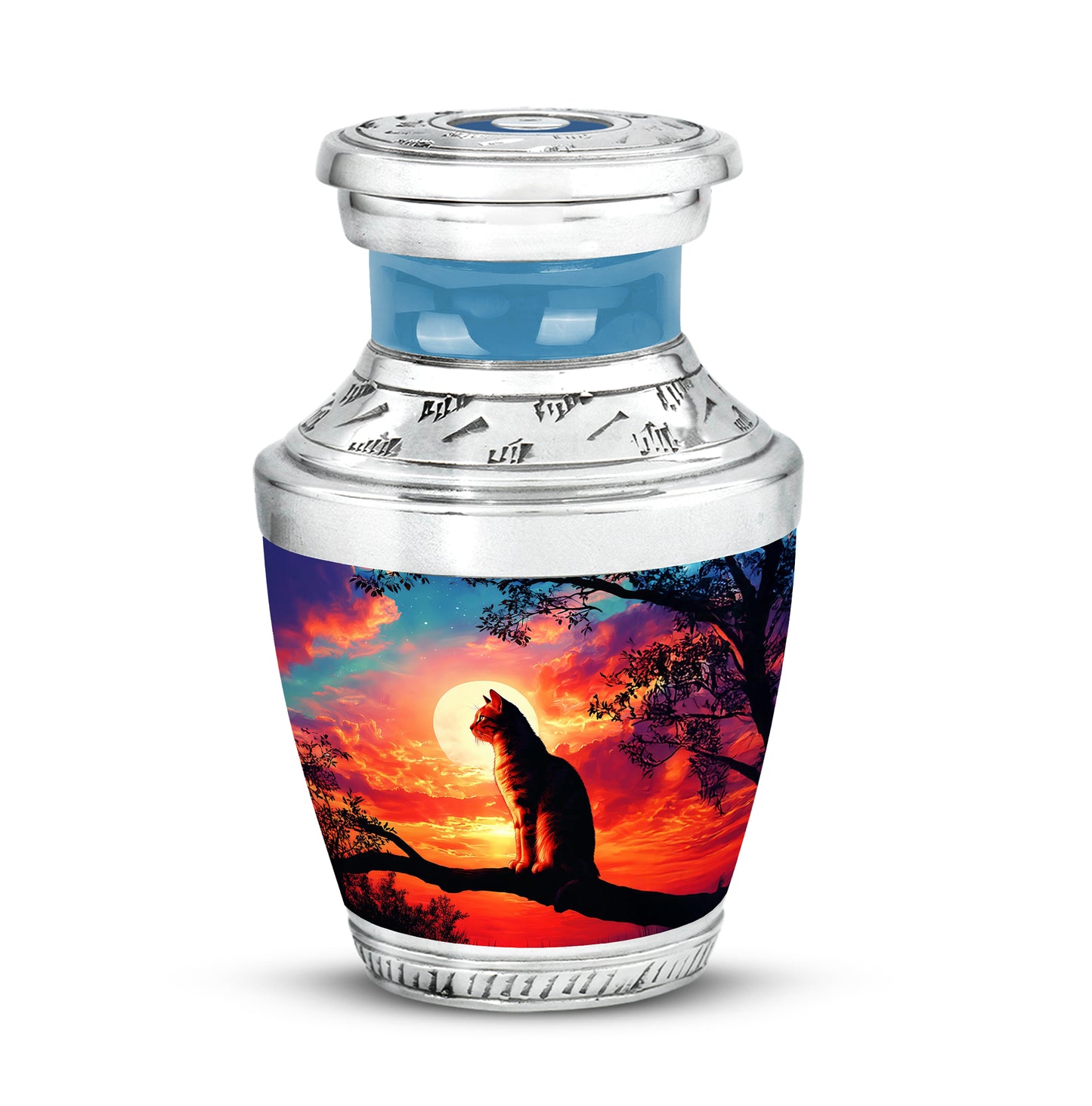 Blue Comforting Cat Memorial Urn for Ashes - Yatskia