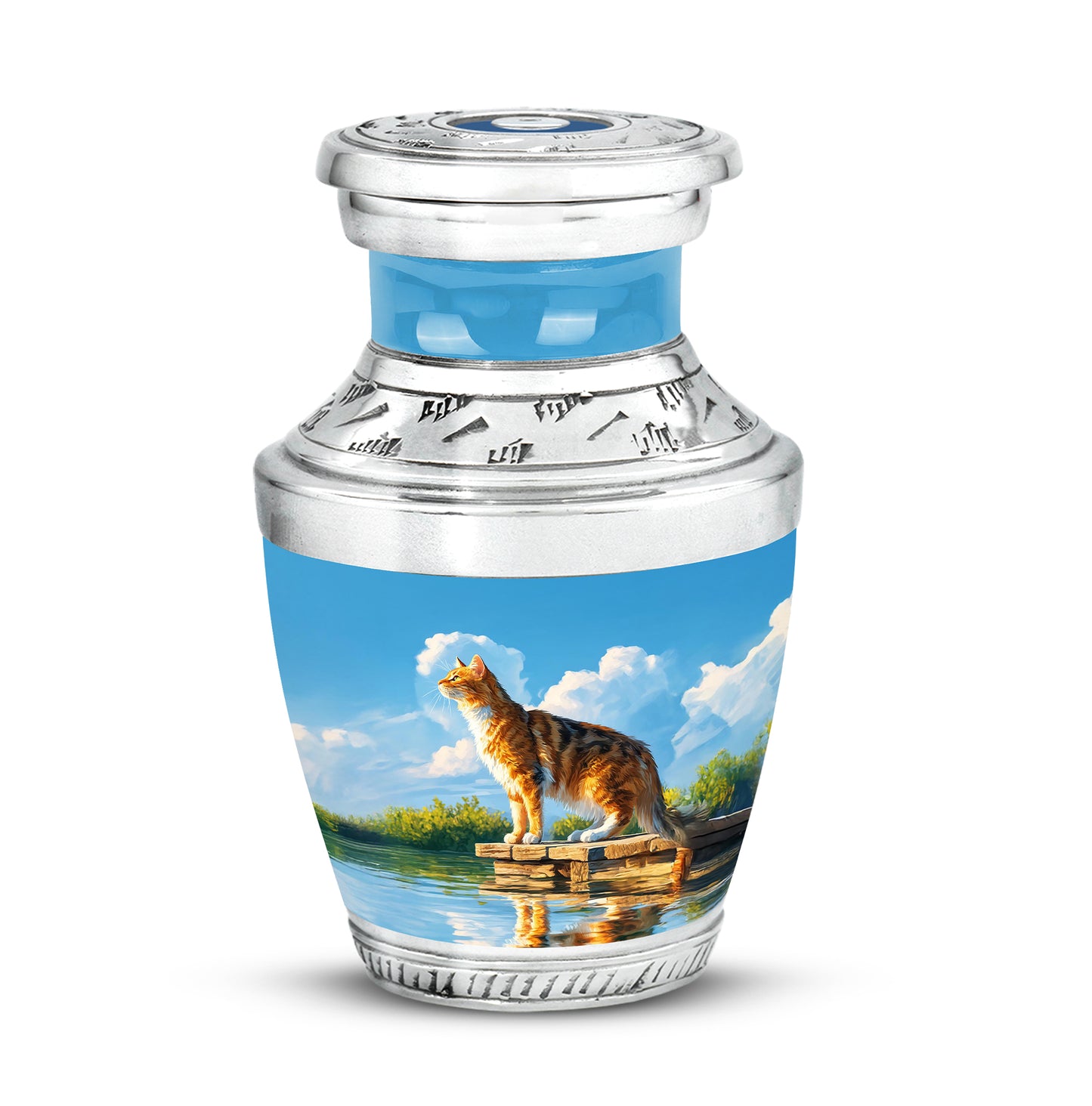 Regal Cat Memorial Cremation Urns - Blue - Yatskia