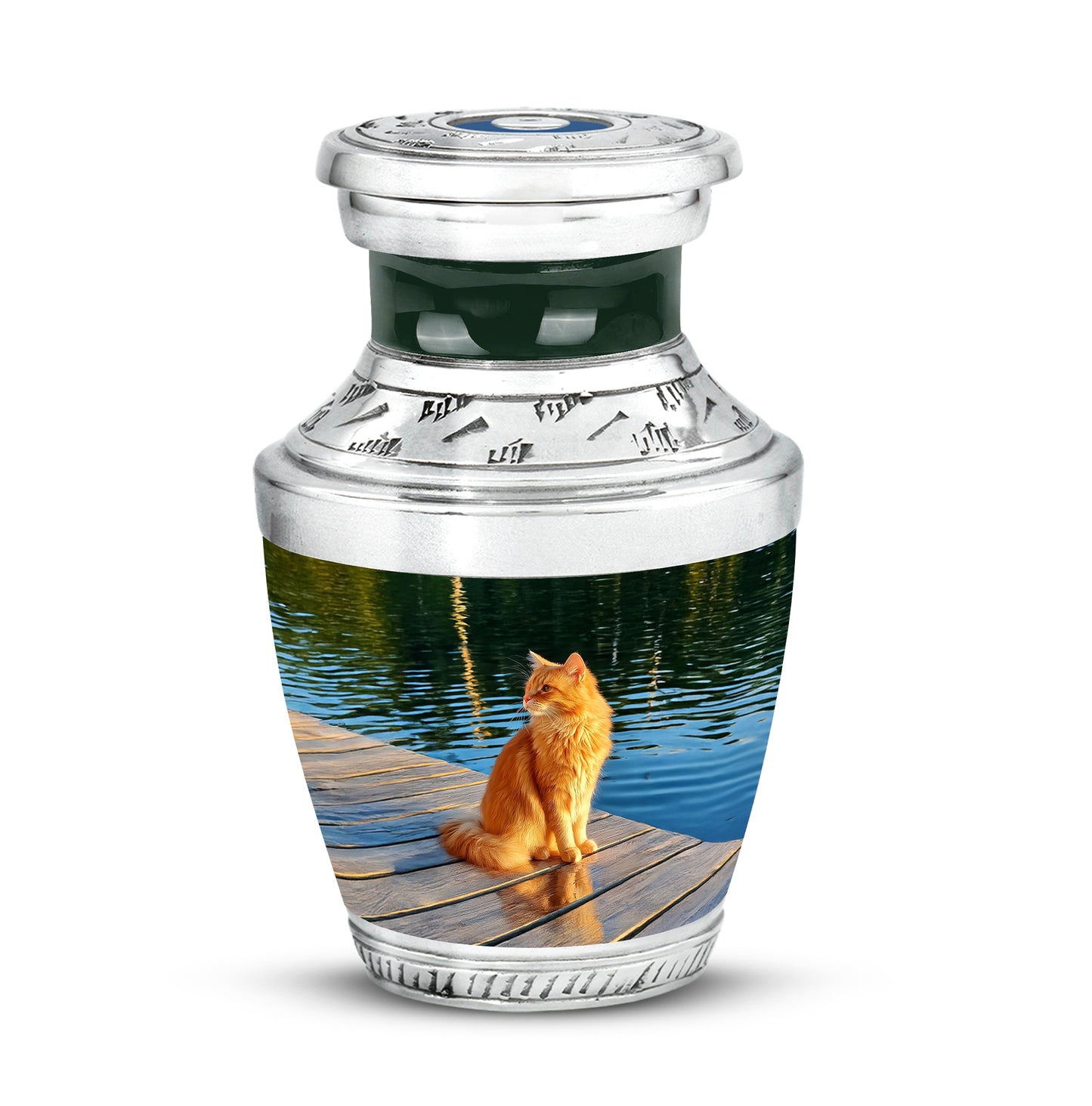 Stunning Green Cat Reflection Urn for Human Ashes - Yatskia