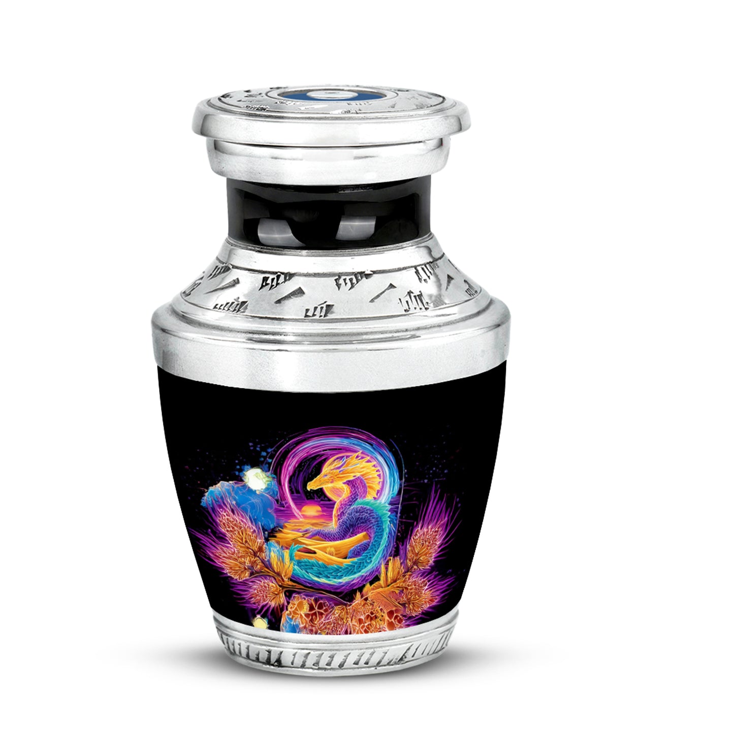 Personalized Seraphic Dragon Cremation Urns - Black 10-inch, 200 cu in - Yatskia