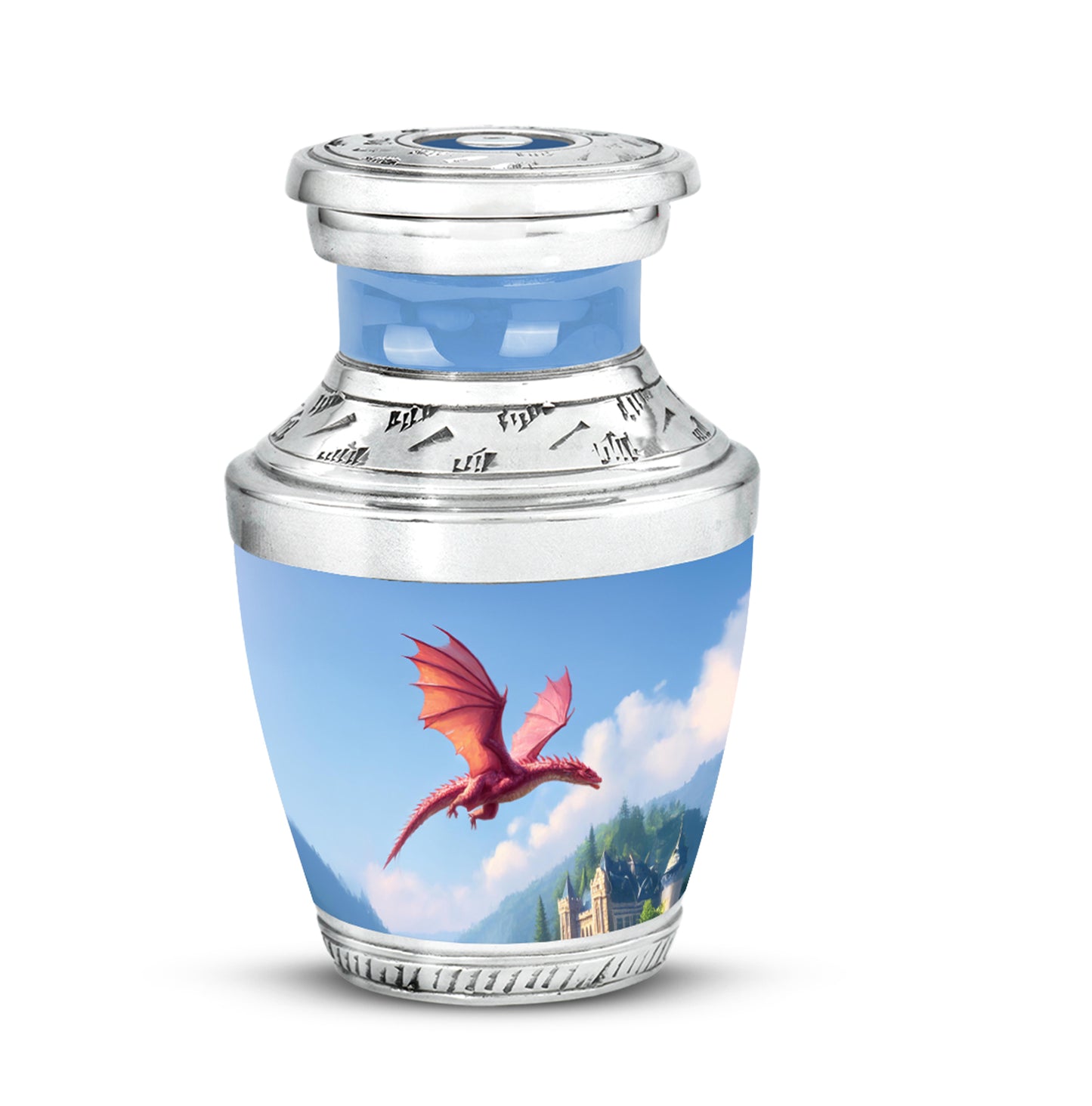 Personalized Seraphic Dragon Cremation Urns - Blue 10-inch, 200 cu in - Yatskia