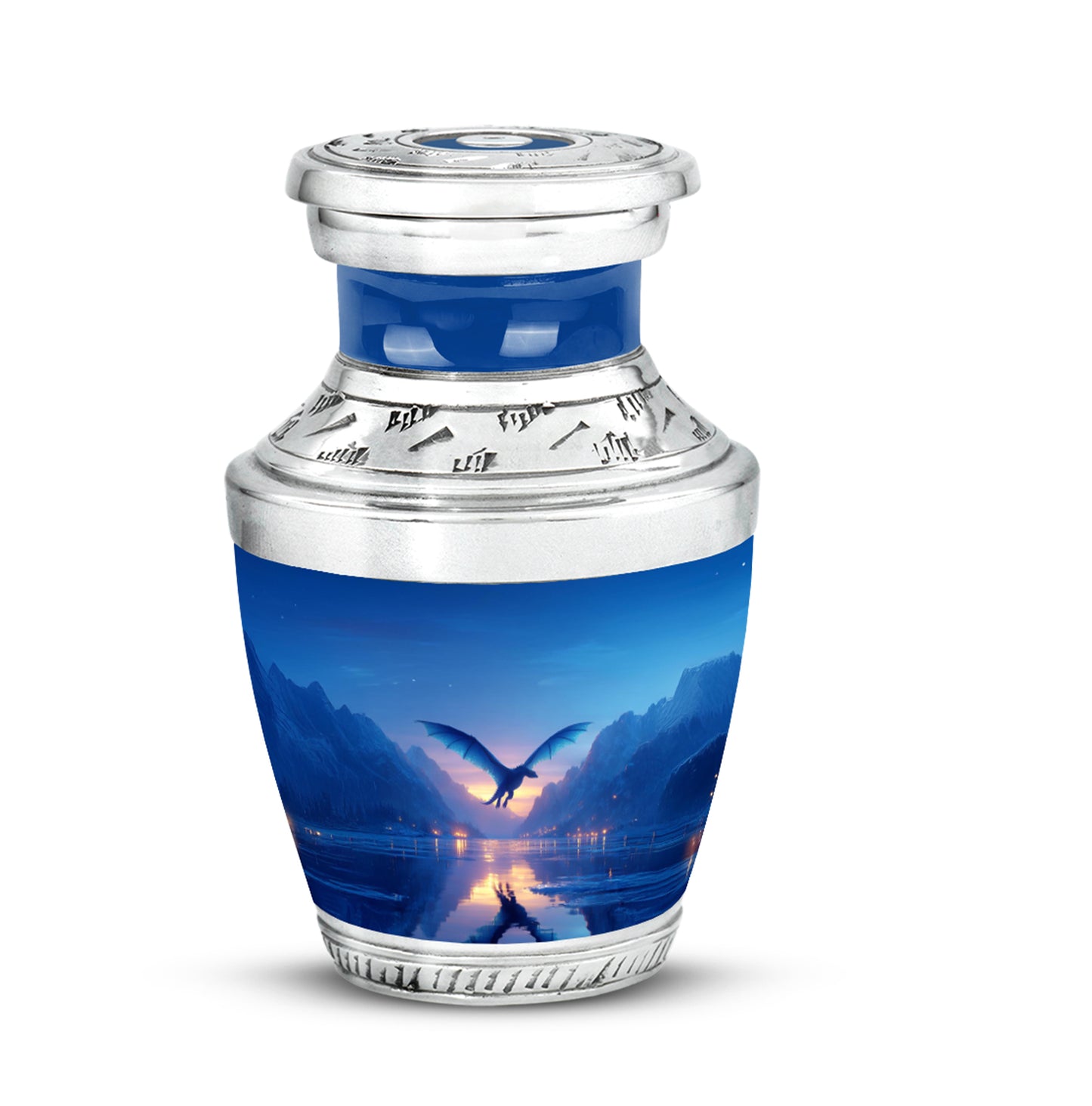 Personalized Seraphic Dragon Cremation Urns - Blue 10-inch, 200 cu in - Yatskia
