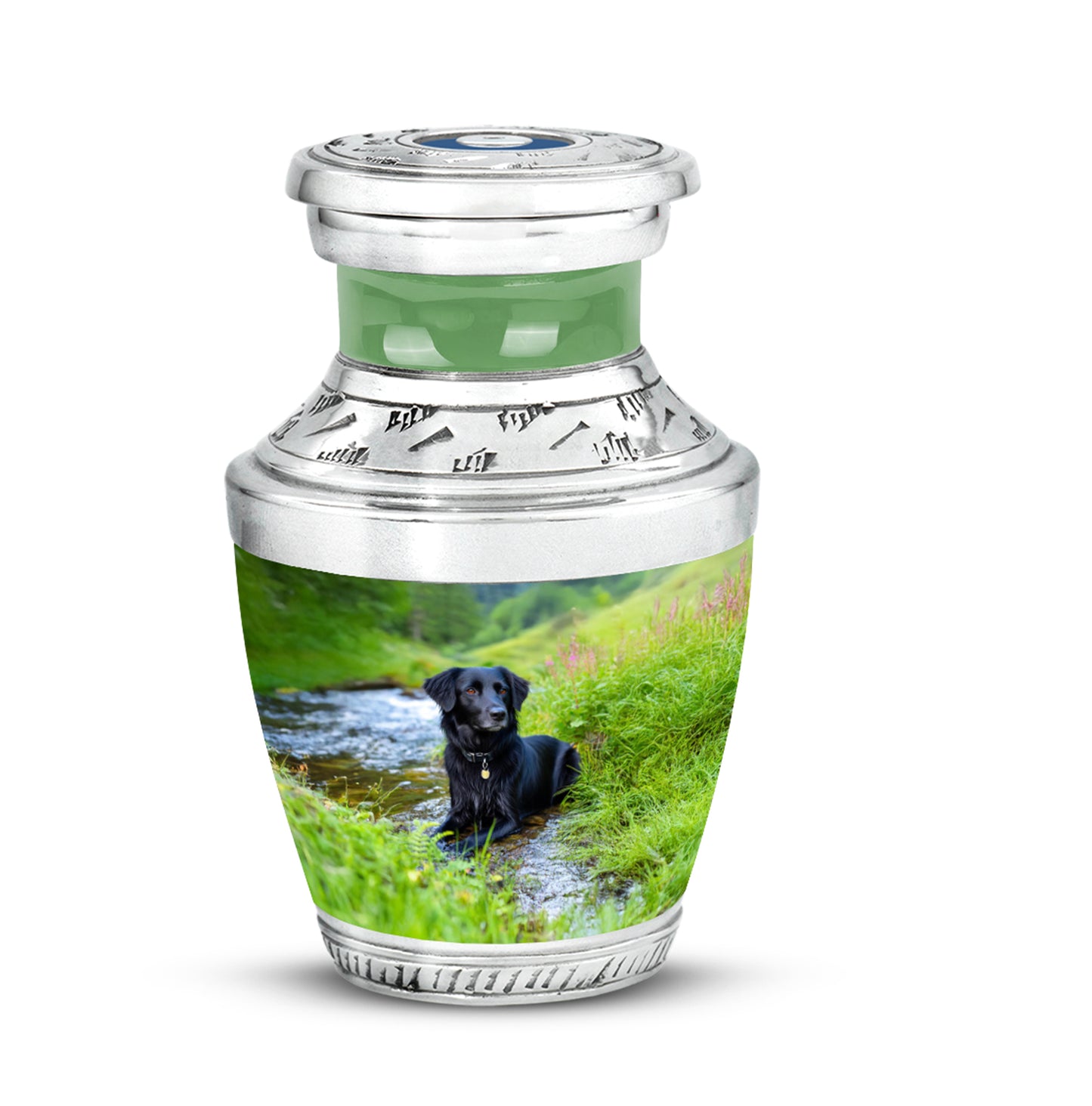 Teal Breathtaking Dog Memorial Urn for Ashes - 10-inch, 200 cu in - Yatskia