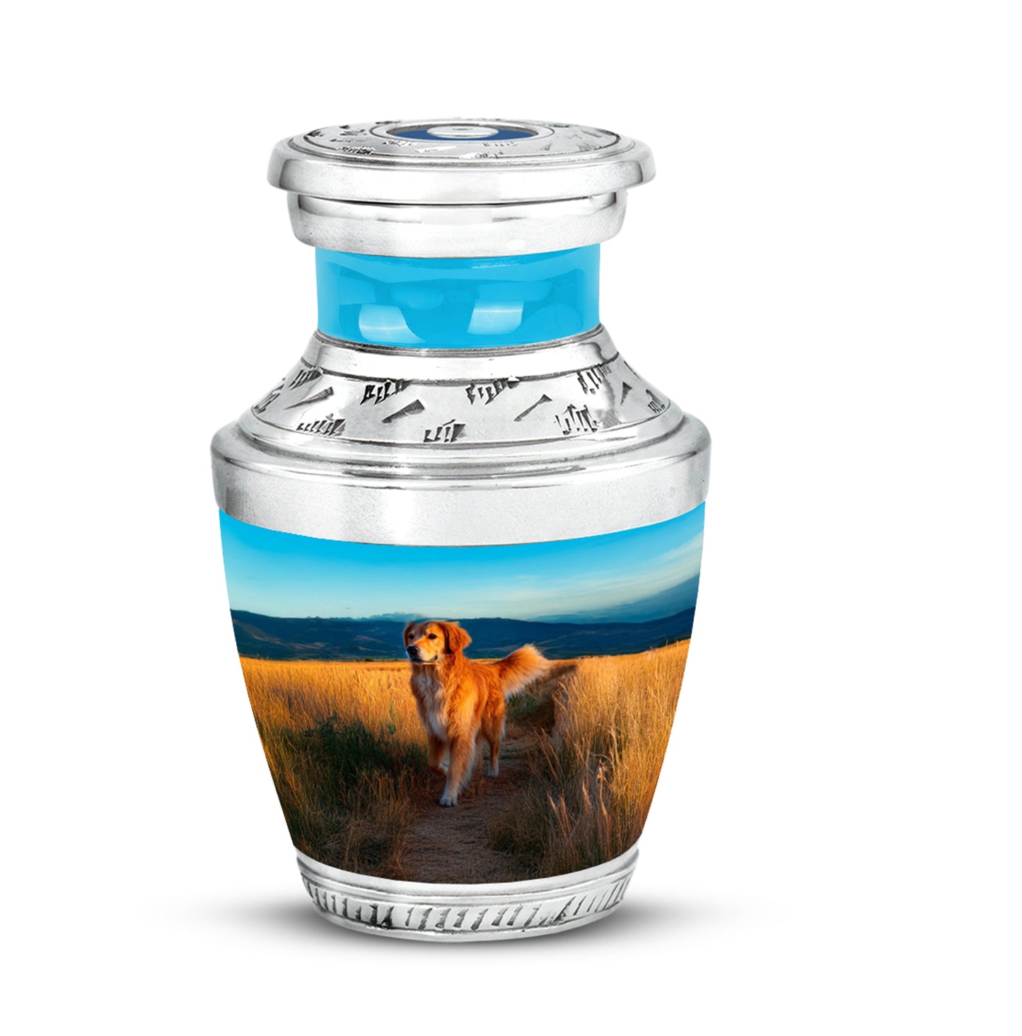 Teal Dog Cremation Urns - Glorious Embrace 10-inch, 200 cu in - Yatskia