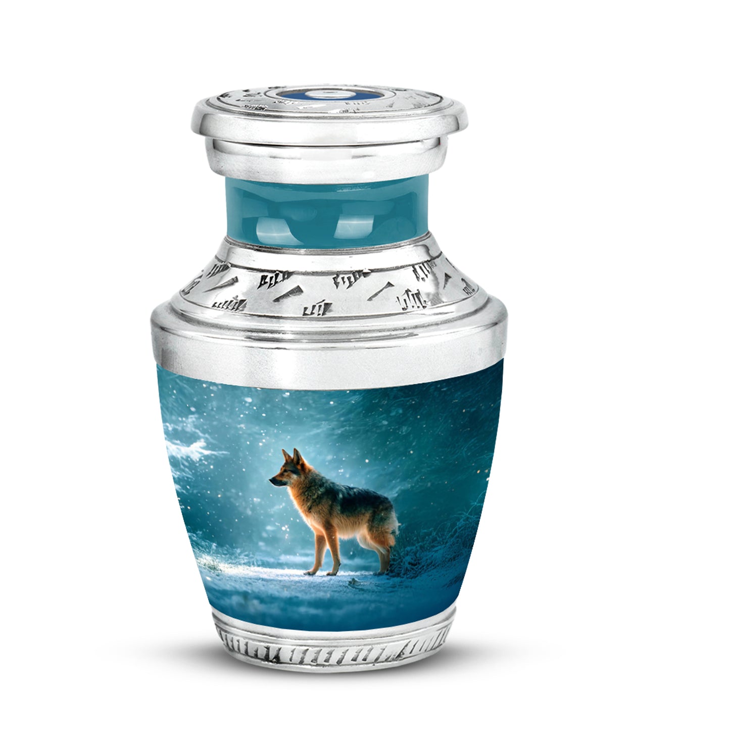 Teal Dog Dedication Cremation Urns for Human Ashes - 10-inch, 200 cu in - Yatskia