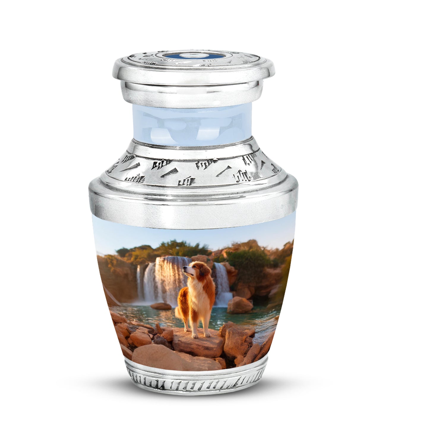 Personalized Blue Sovereign Dog Cremation Urns for Human Ashes - 10-inch, 200 cu in - Yatskia