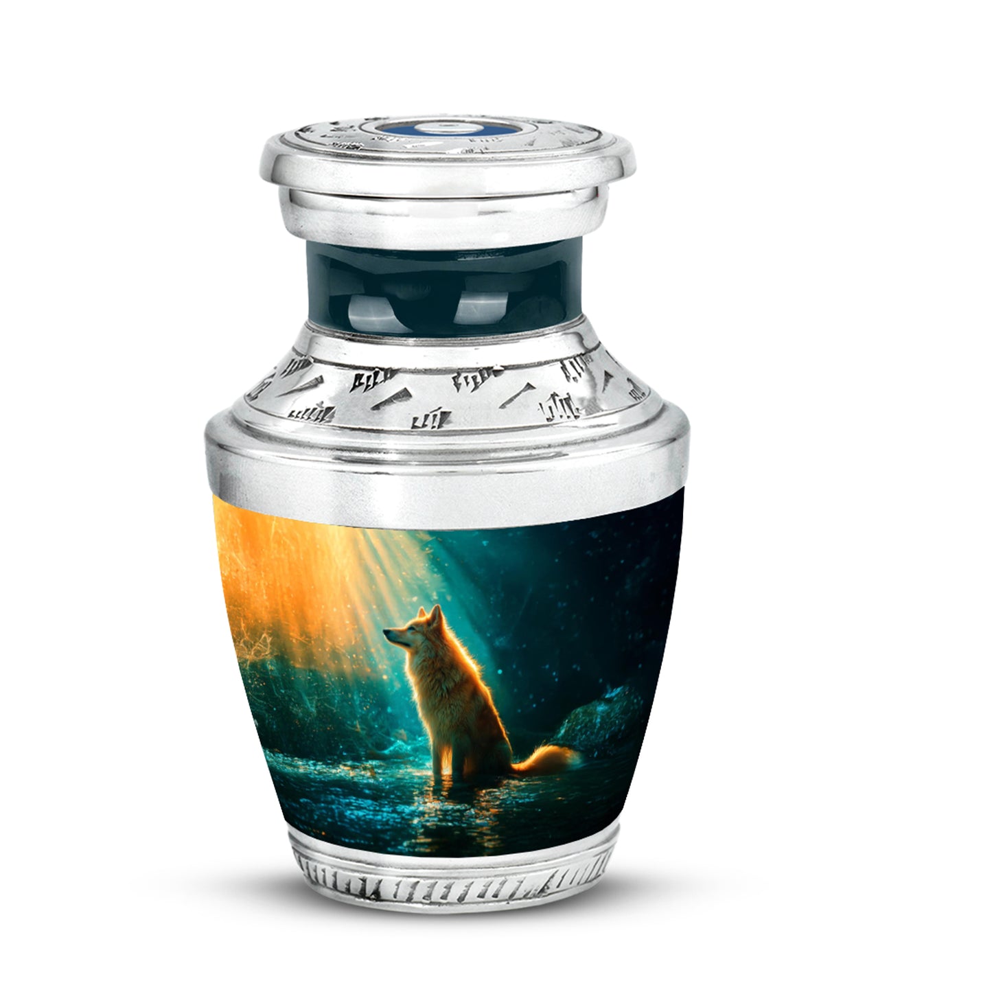 Harmonious Dog Cremation Urns for Human Ashes - Teal 10-inch - Yatskia