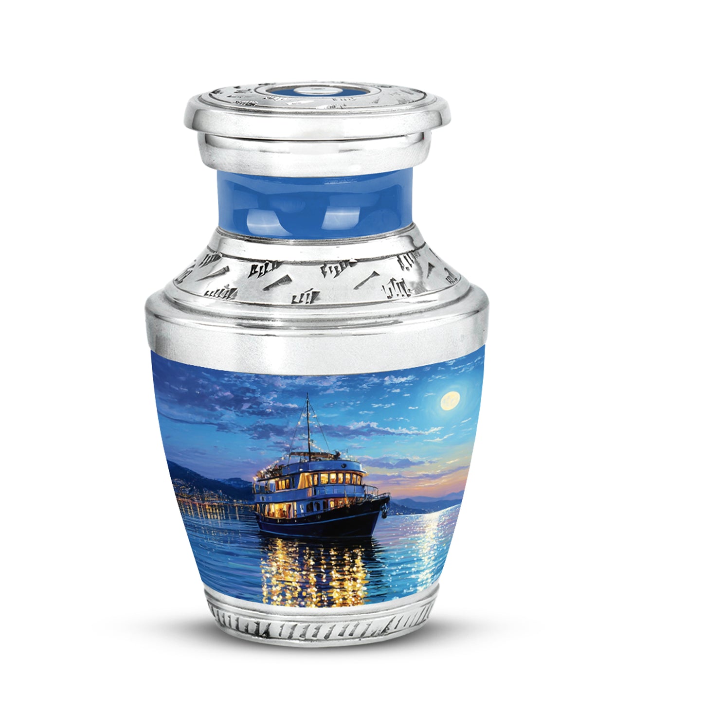 Personalized Seraphic Boat Cremation Urns - Blue 10-inch, 200 cu in - Yatskia