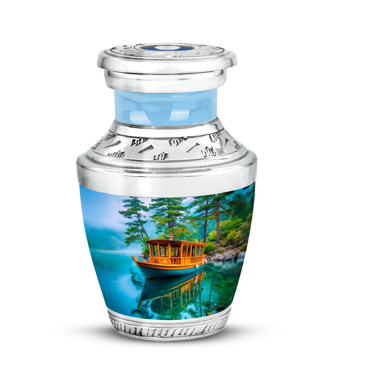 Teal Boat Remembrance Cremation Urns for Human Ashes - 10-inch, 200 cu in - Yatskia