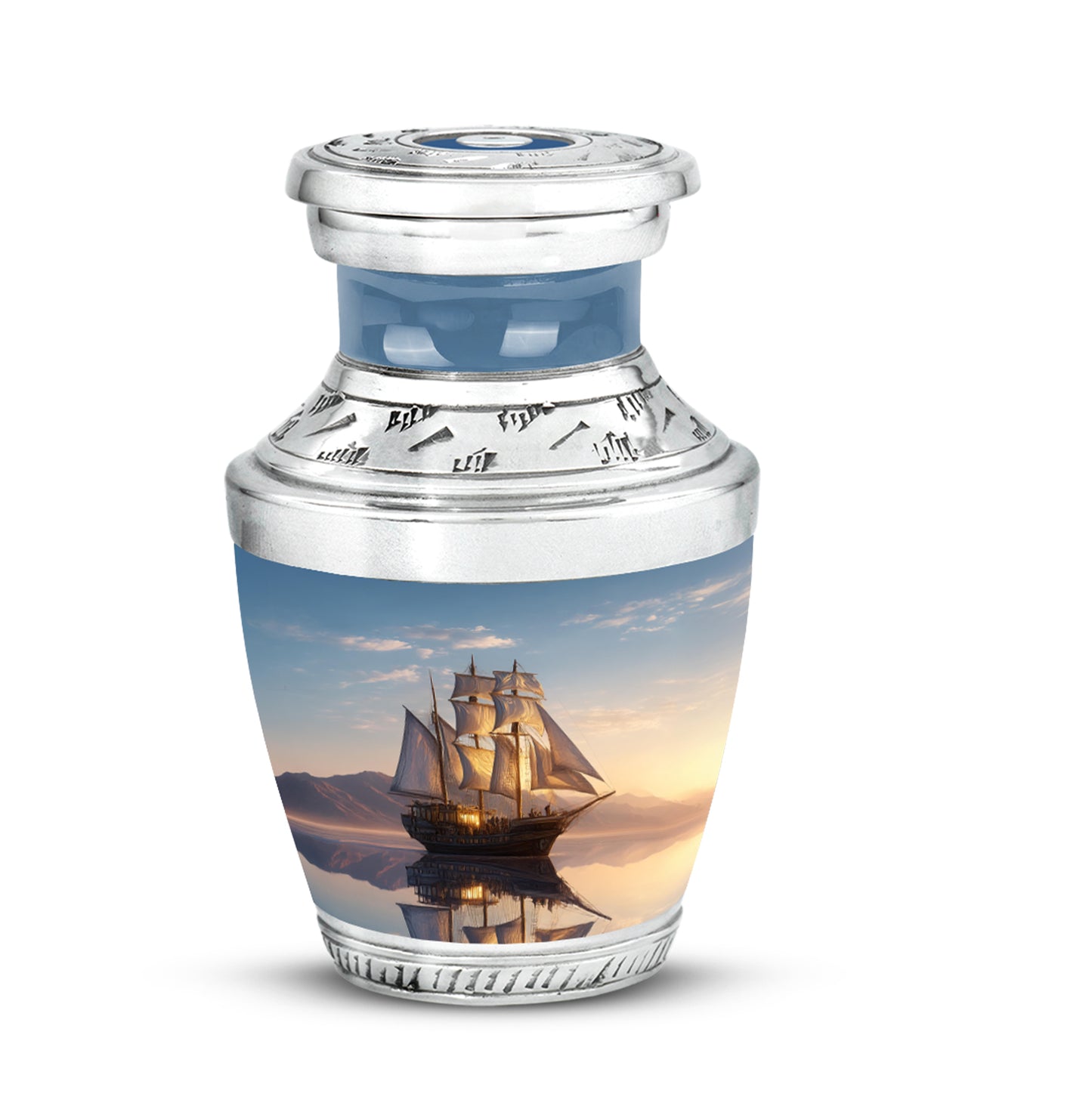 Sublime Boat Cremation Urns for Human Ashes - Blue 10-inch - Yatskia