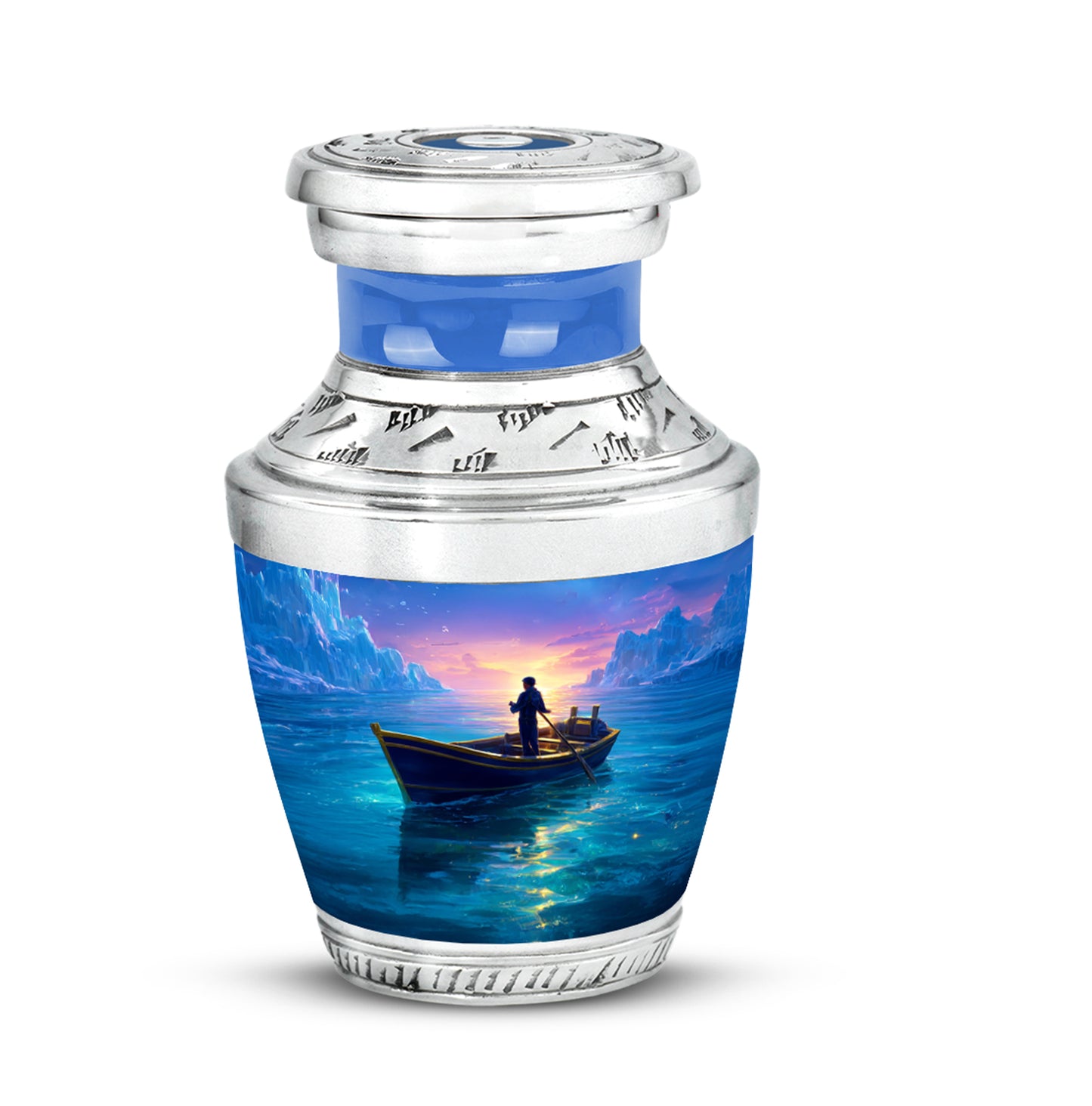 Blue Boat Cremation Urns - Enduring Farewell 10-inch, 200 cu in - Yatskia