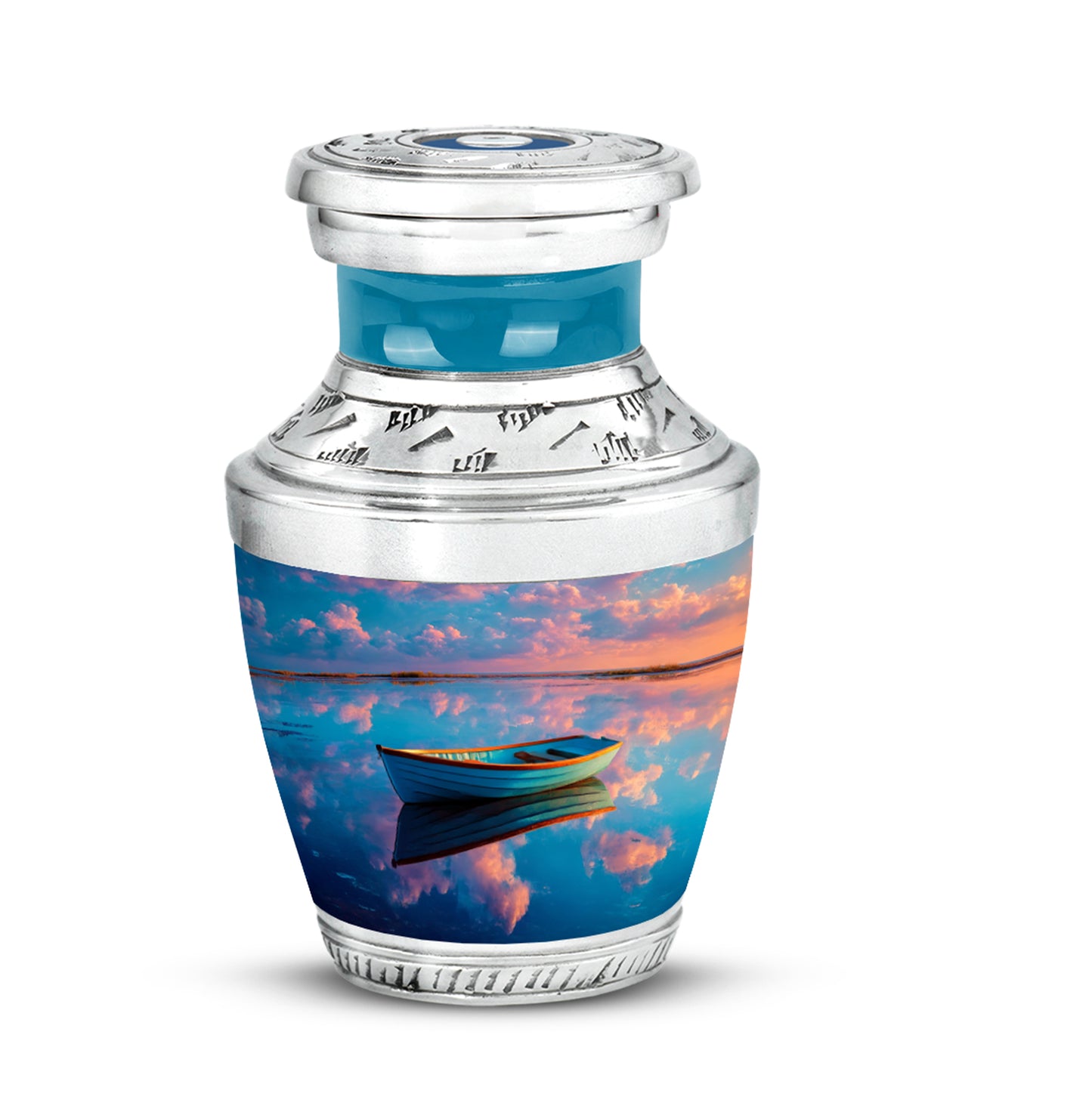 Radiant Boat Memorial Cremation Urns - Blue 10-inch, 200 cu in - Yatskia