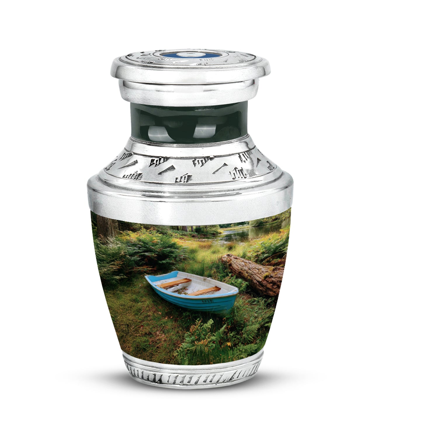 Inspiring Black Boat Treasure Urn for Human Ashes - 10-inch, 200 cu in - Yatskia
