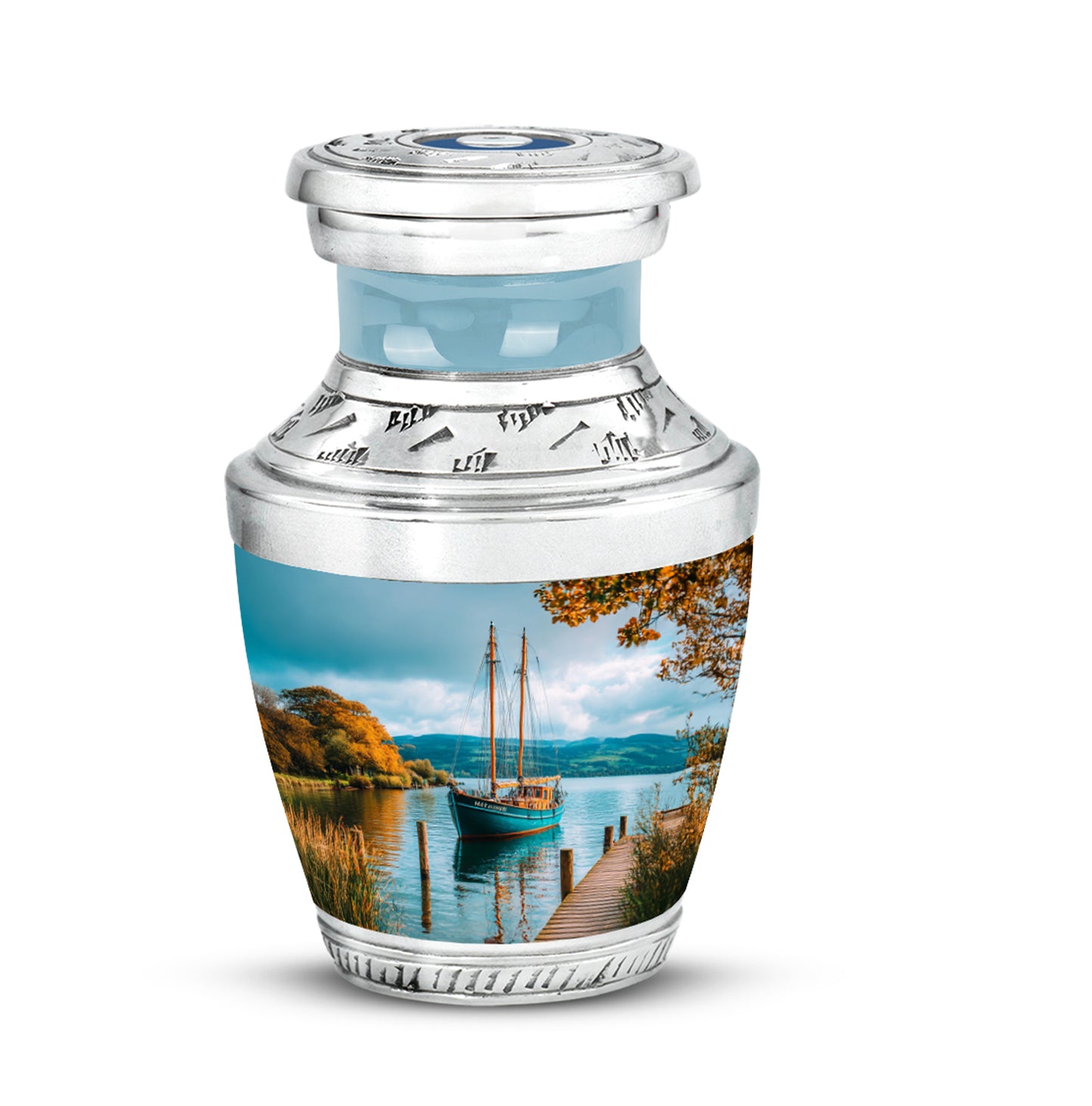 Personalized Teal Boat Cremation Urns for Ashes - Captivating 10-inch - Yatskia