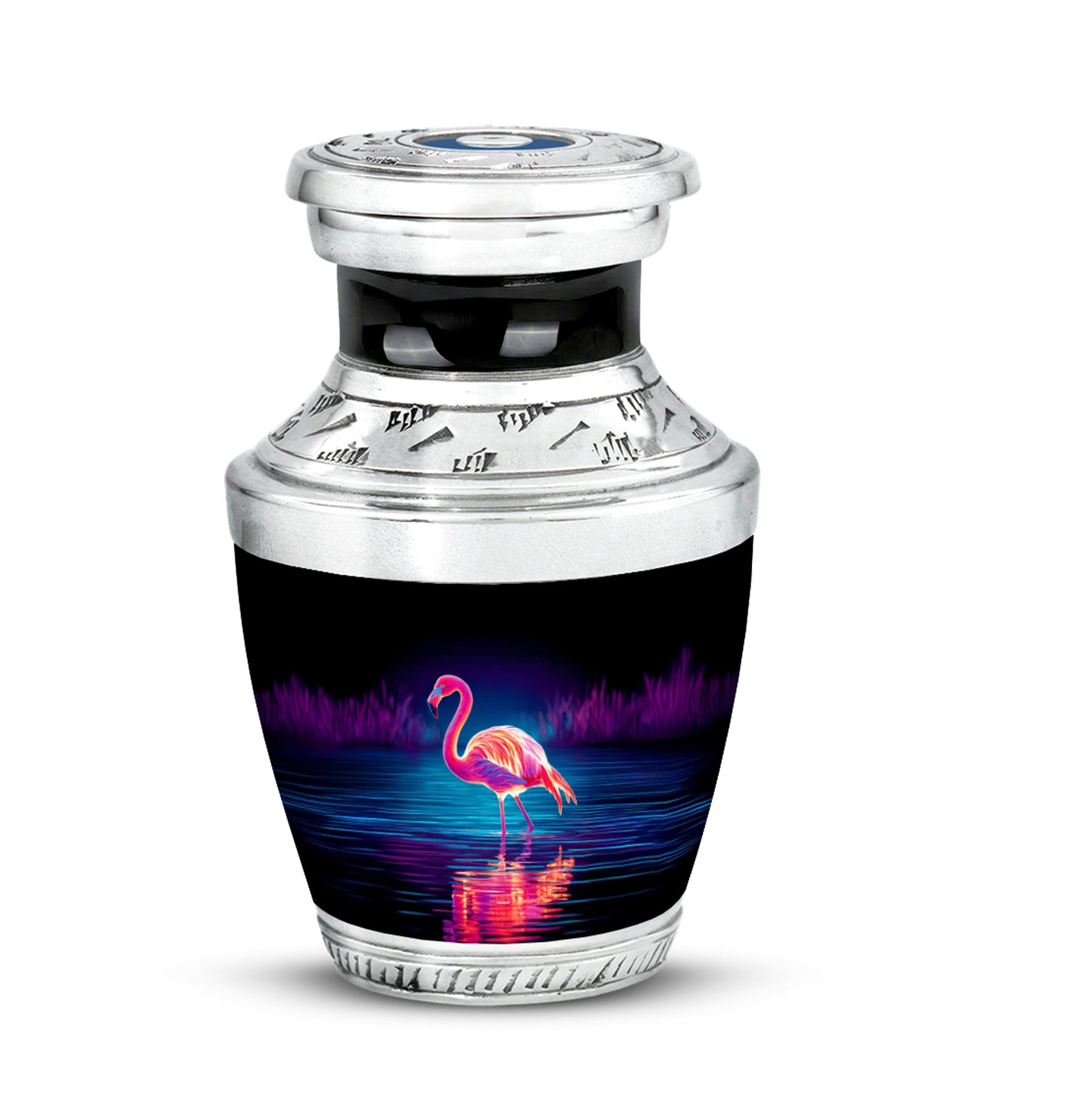 Personalized Black Steadfast Flamingo Cremation Urns for Human Ashes - 10-inch, 200 cu in - Yatskia