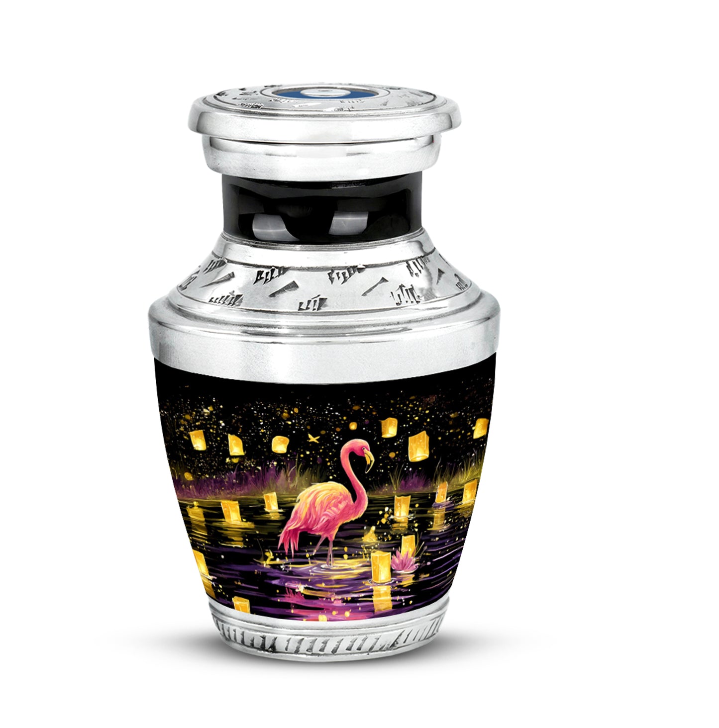 Black Treasured Flamingo Cremation Urns for Human Ashes - 10-inch, 200 cu in - Yatskia