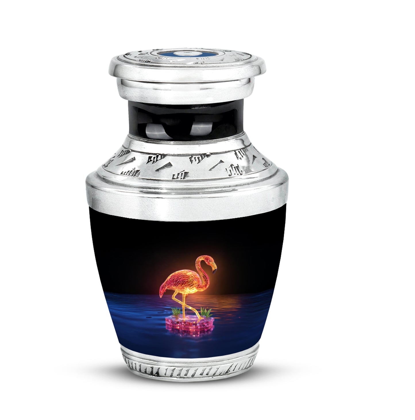 Personalized Black Sovereign Flamingo Cremation Urns for Human Ashes - 10-inch, 200 cu in - Yatskia