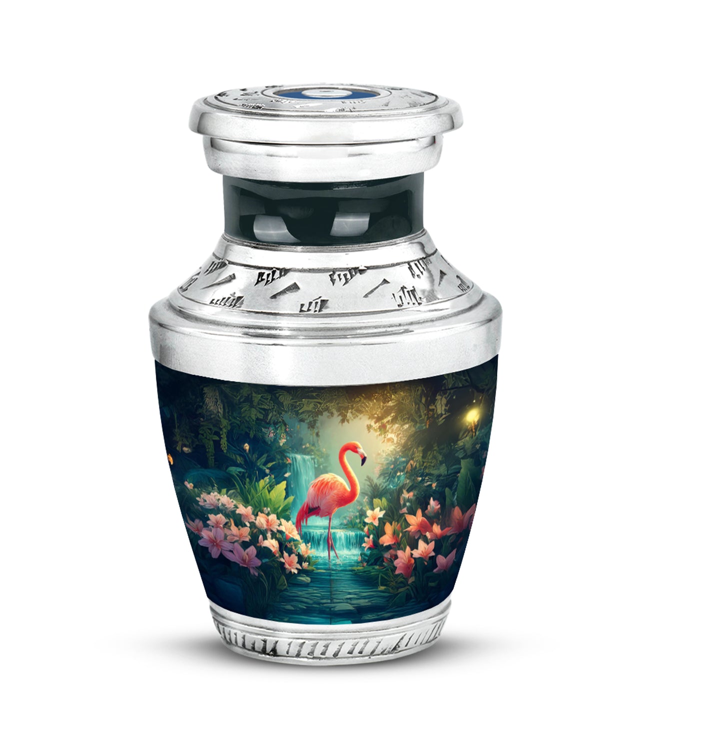 Dignified Blue Flamingo Cremation Urn for Ashes - 10-inch, 200 cu in - Yatskia