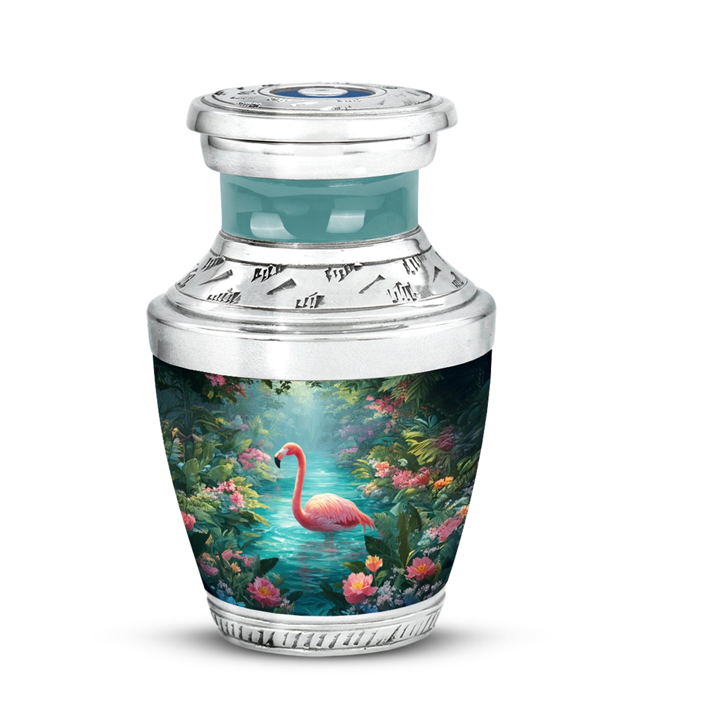 Harmonious Flamingo Cremation Urns for Human Ashes - Teal 10-inch - Yatskia