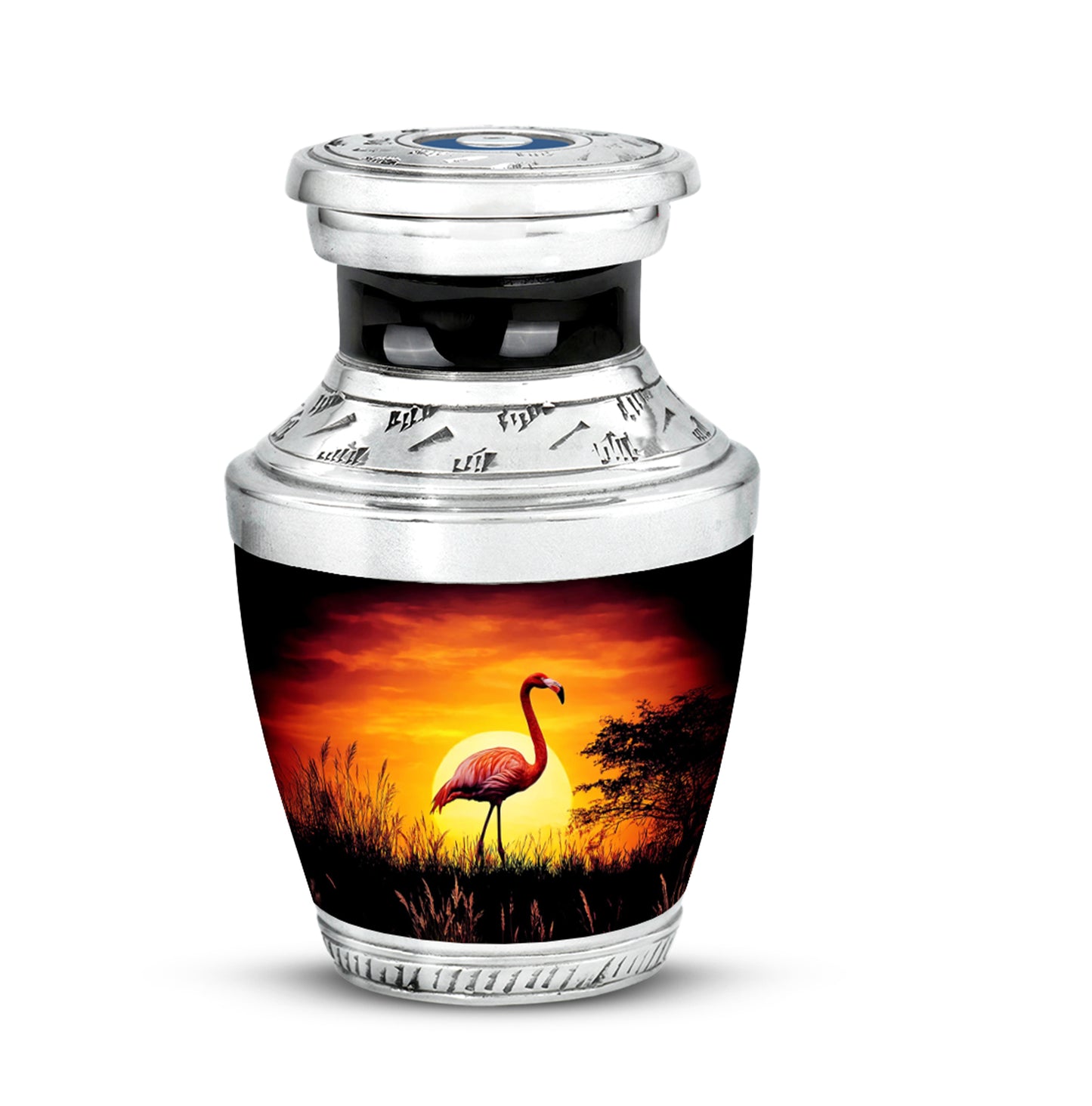 Black Comforting Flamingo Memorial Urn for Ashes - 10-inch, 200 cu in - Yatskia