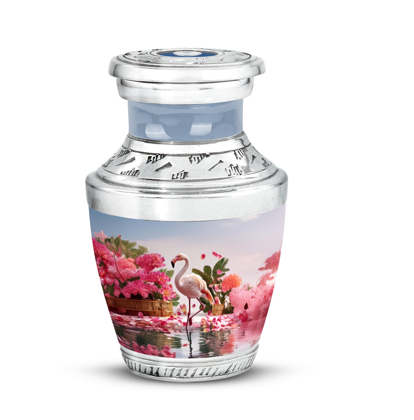 Personalized Silver Revered Flamingo Cremation Urns for Human Ashes - 10-inch, 200 cu in - Yatskia