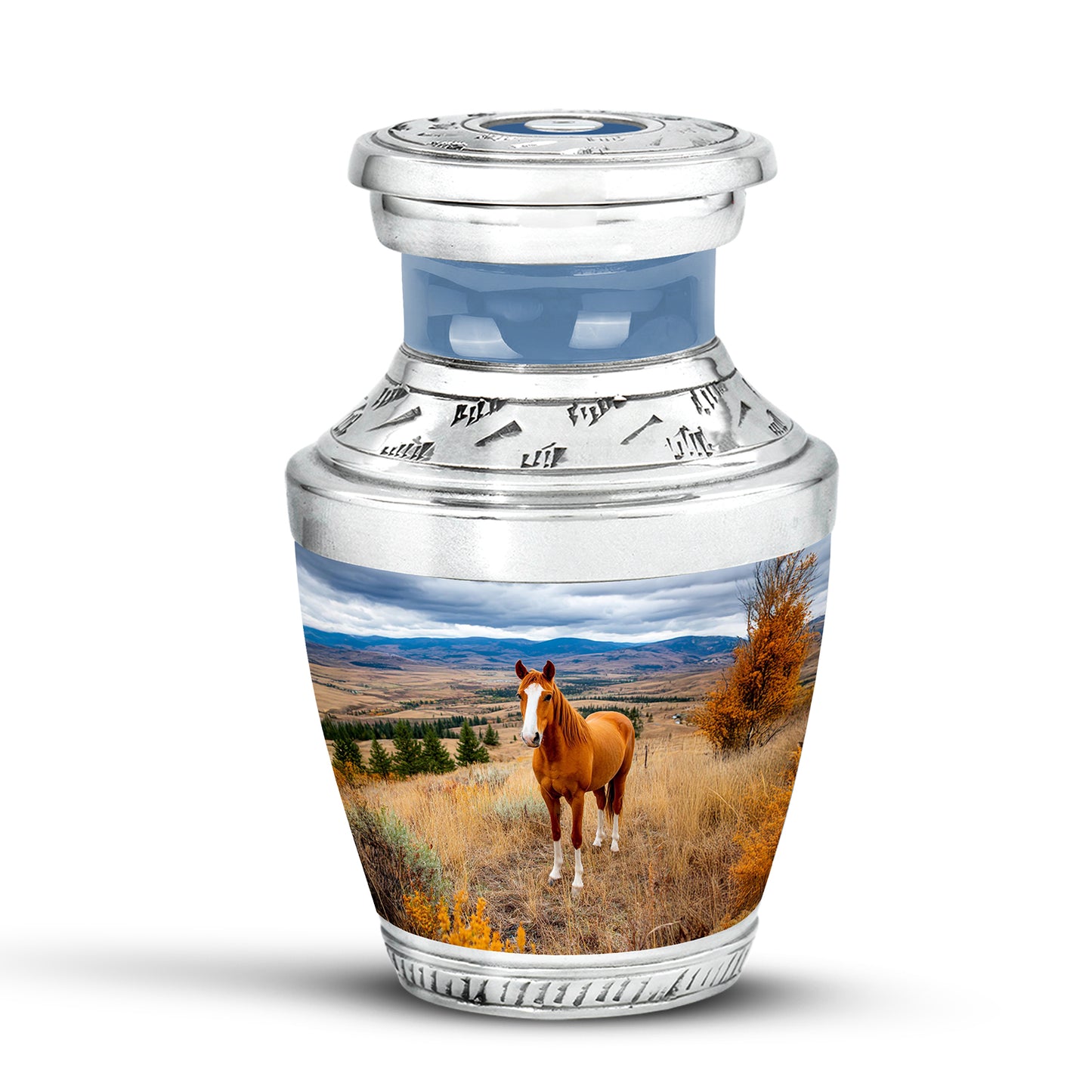 Blue Beloved Horse Cremation Urns for Human Ashes - 10-inch, 200 cu in - Yatskia