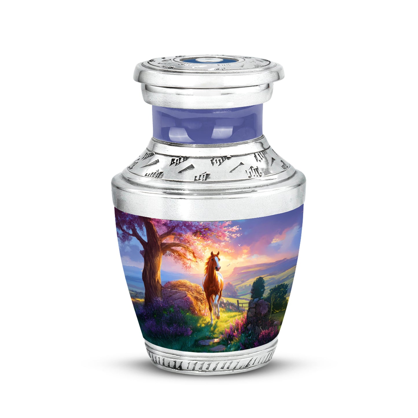 Stunning Blue Horse Promise Urn for Human Ashes - 10-inch, 200 cu in - Yatskia