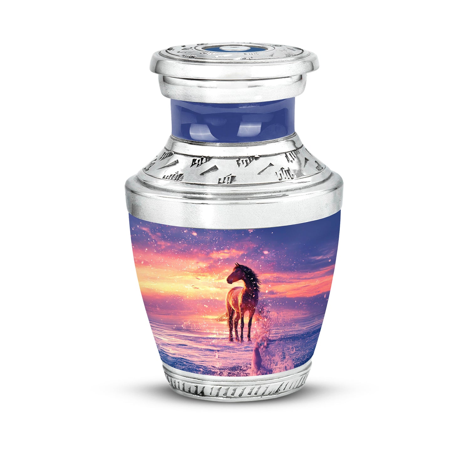 Remarkable Horse Memorial Cremation Urns - Blue 10-inch, 200 cu in - Yatskia
