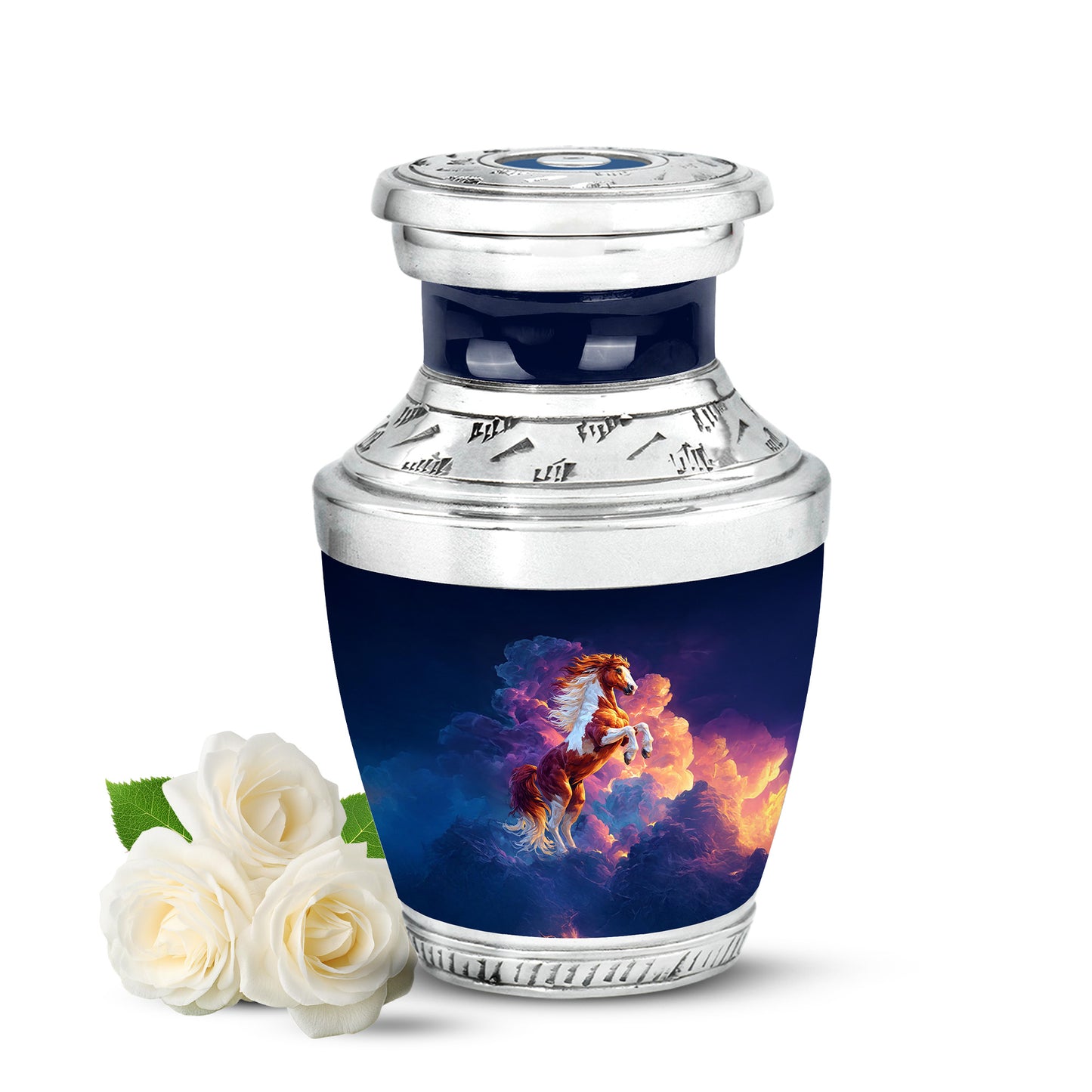 Lustrous Horse Cremation Urns for Human Ashes - Blue 10-inch - Yatskia
