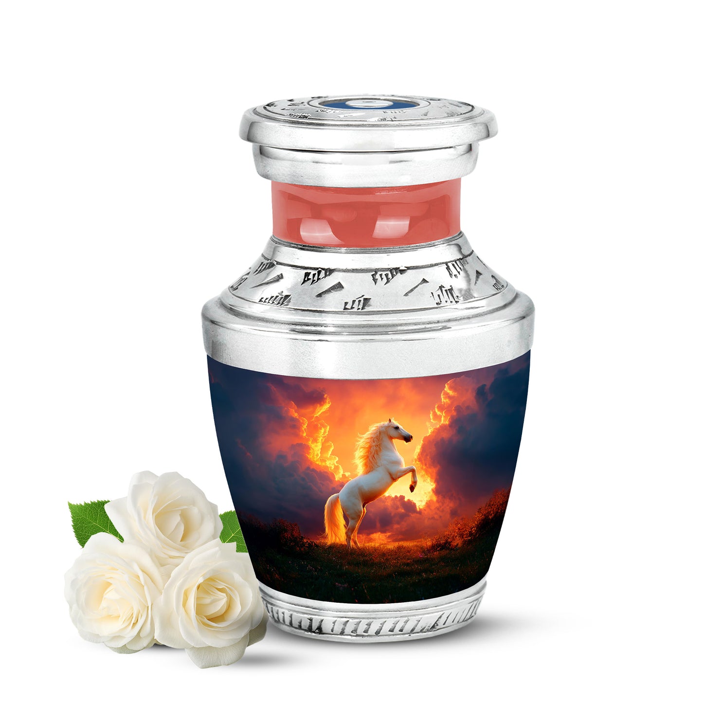 Personalized Red Sovereign Horse Cremation Urns for Human Ashes - 10-inch, 200 cu in - Yatskia