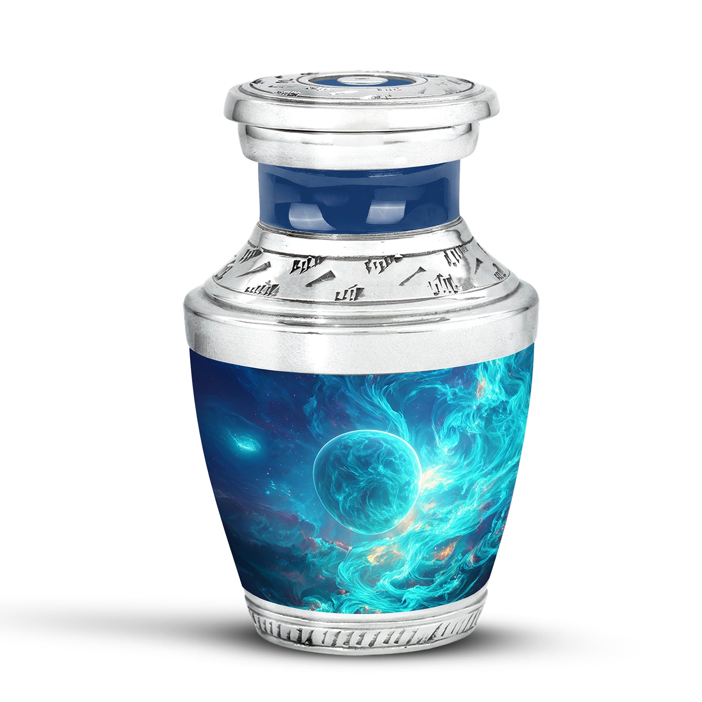Radiant Galaxy Memorial Cremation Urns - Blue 10-inch, 200 cu in - Yatskia