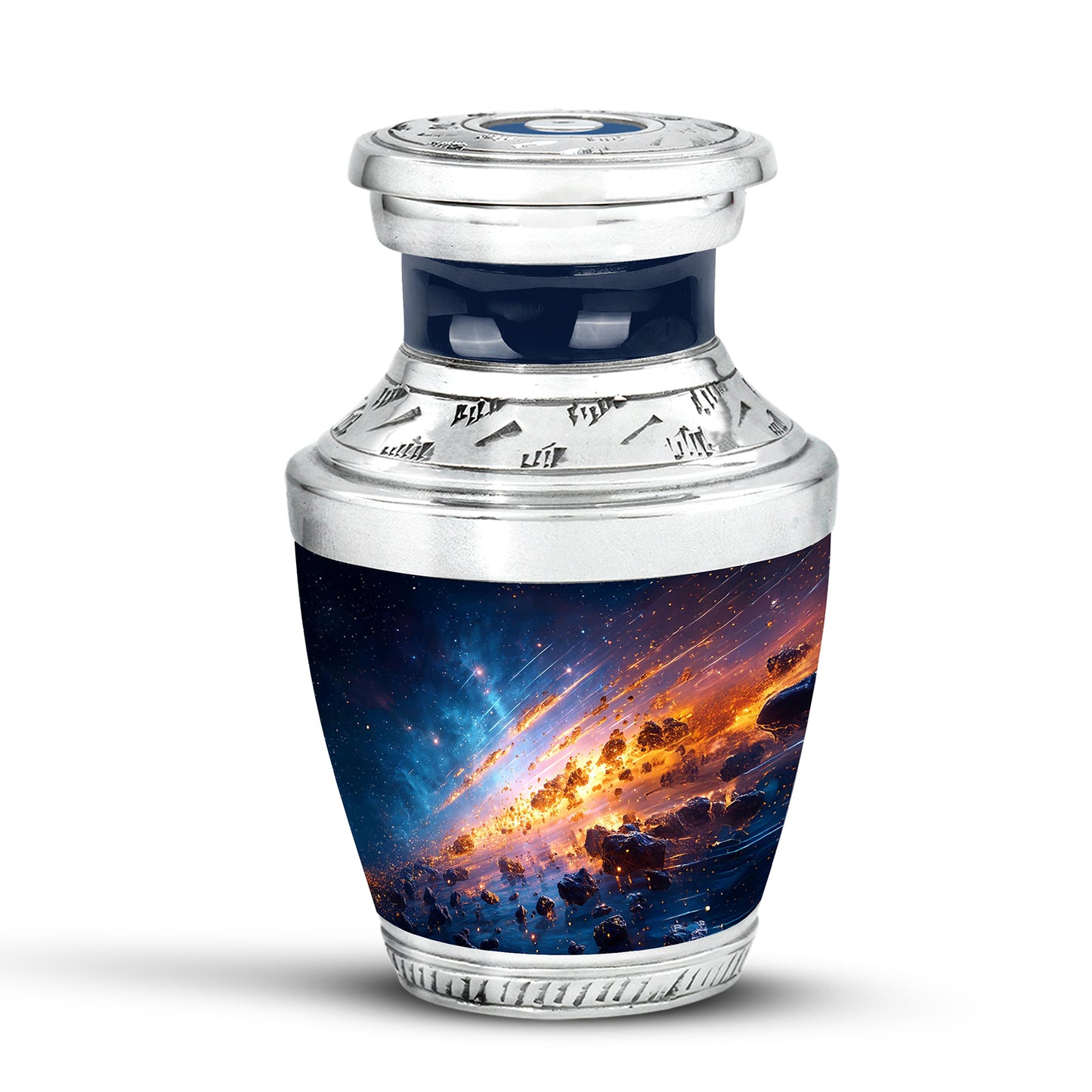 Personalized Blue Cherished Galaxy Cremation Urns for Human Ashes - 10-inch, 200 cu in - Yatskia