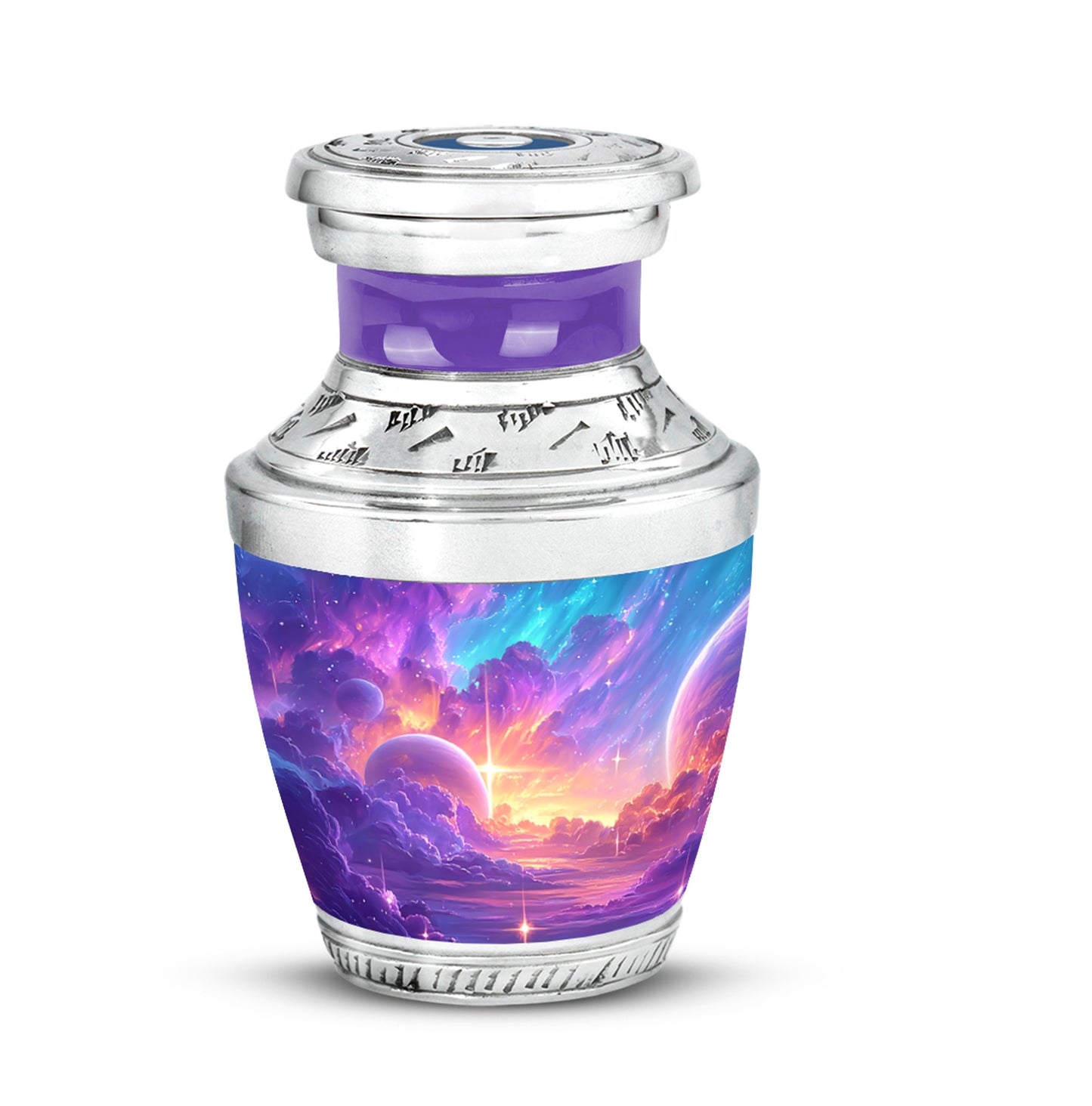 Purple Galaxy Cremation Urns - Glorious Sentinel 10-inch, 200 cu in - Yatskia