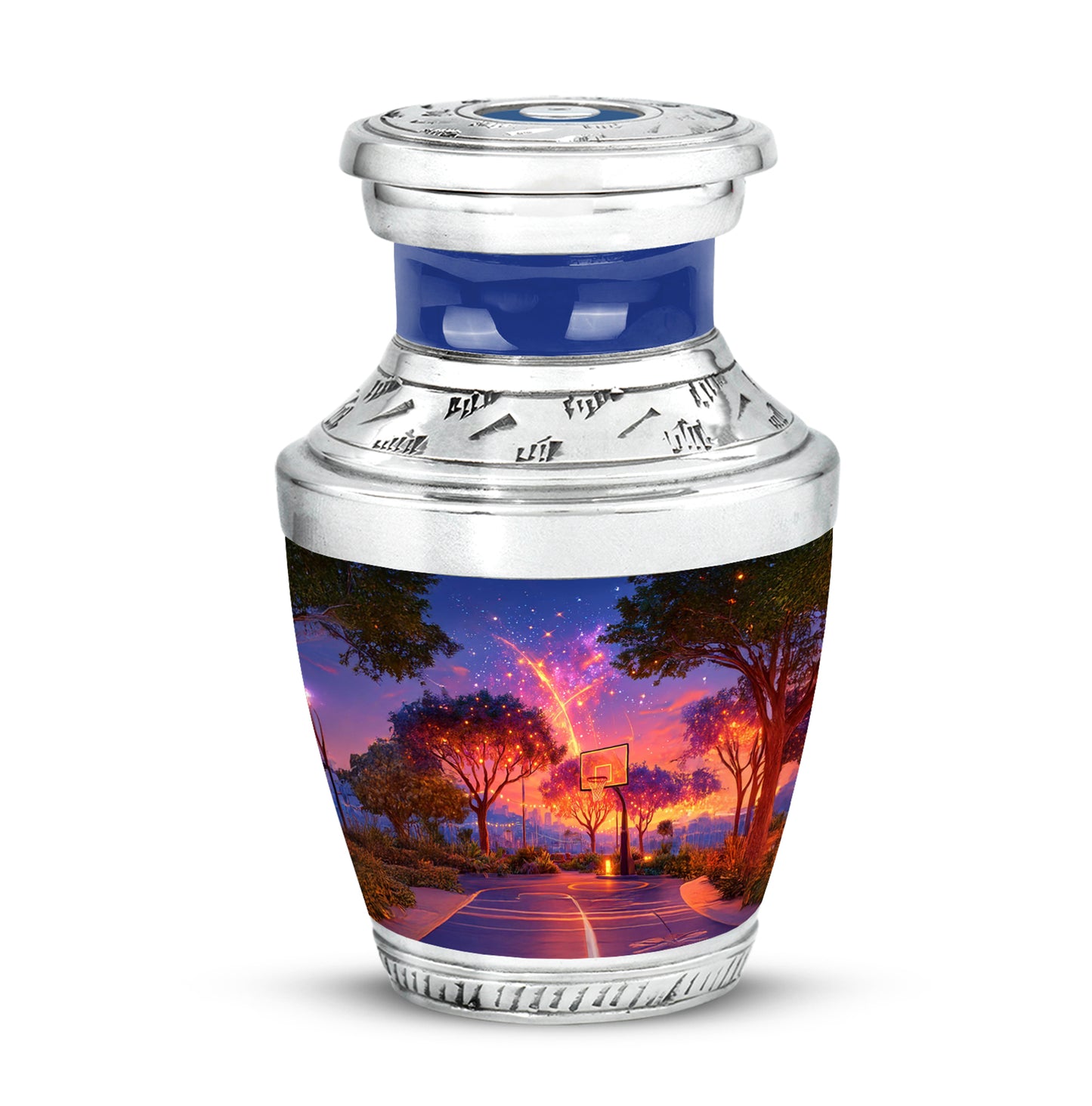 Personalized Basketball Cremation Urns - Wondrous Blue 10-inch, 200 cu in - Yatskia