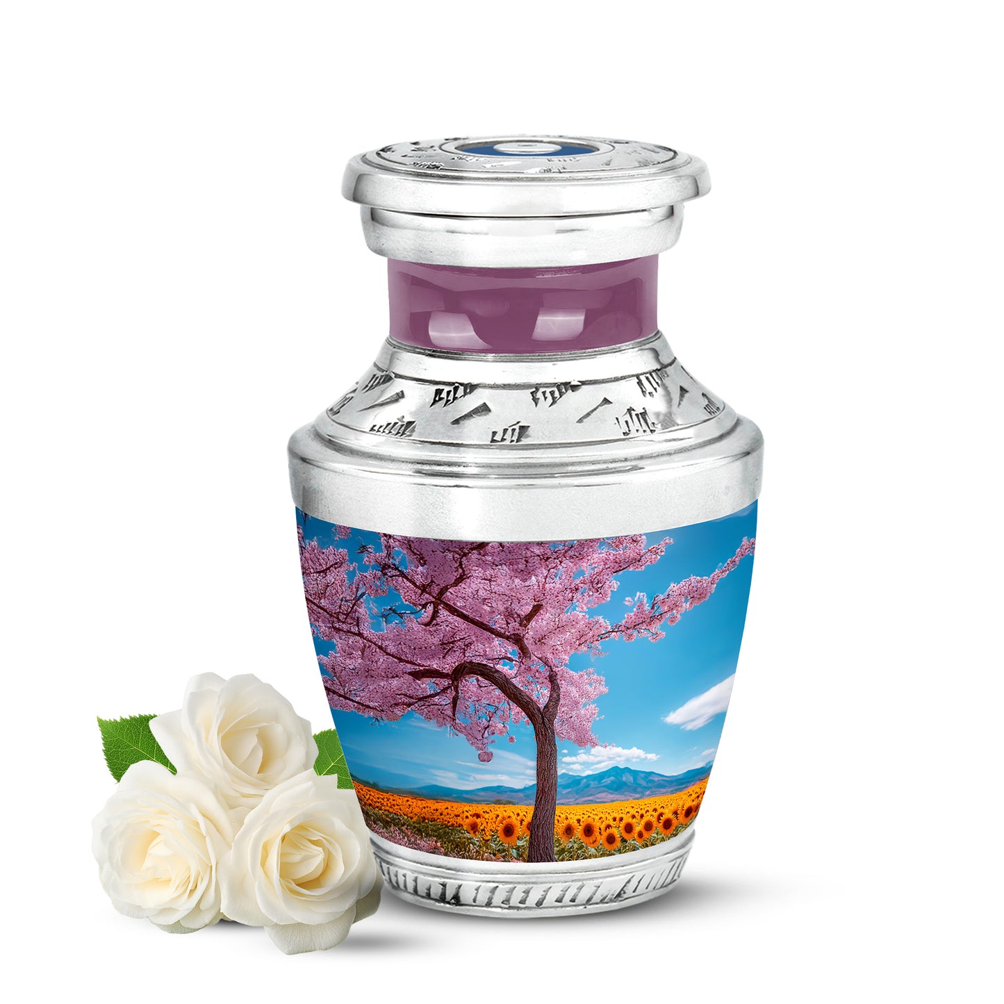 Blue Cherry Blossom Comfort Cremation Urns for Human Ashes - Yatskia