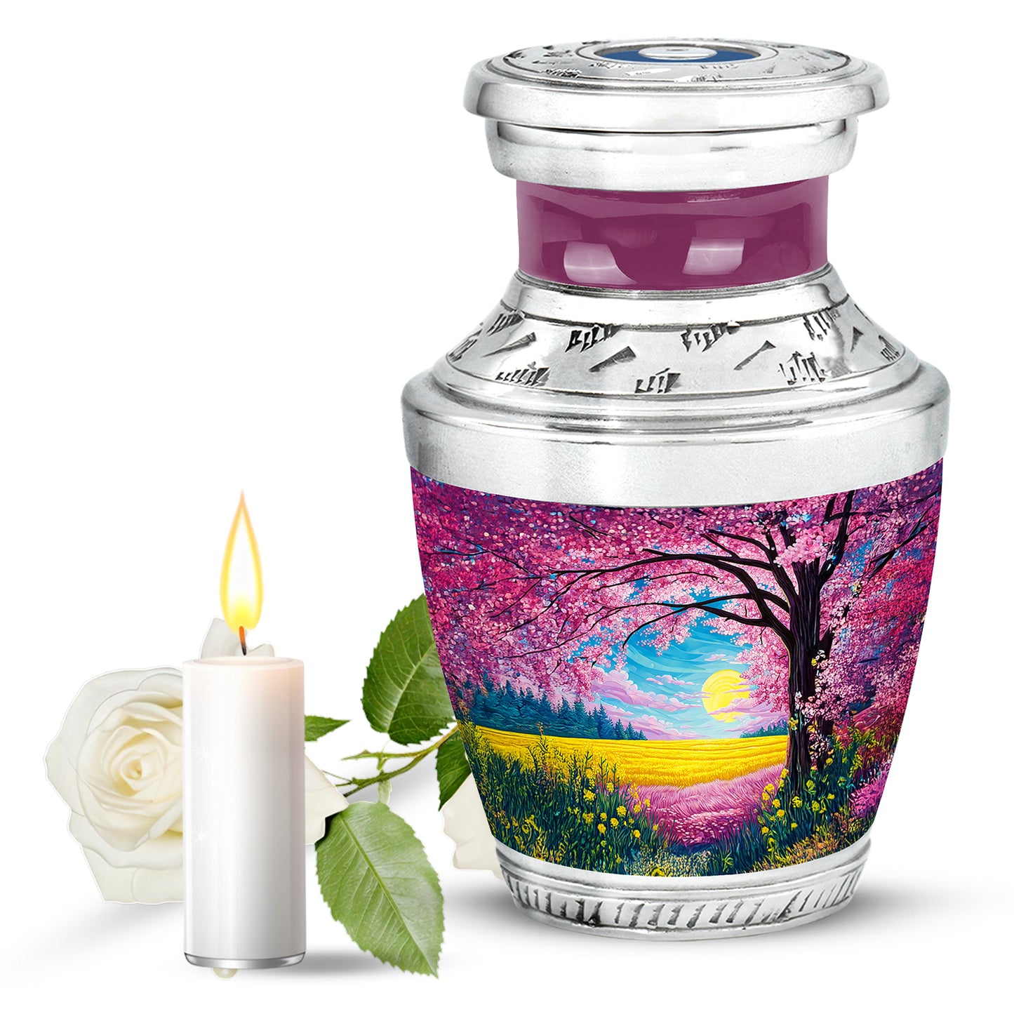Personalized Elegant Cherry Blossom Cremation Urns - Pink - Yatskia