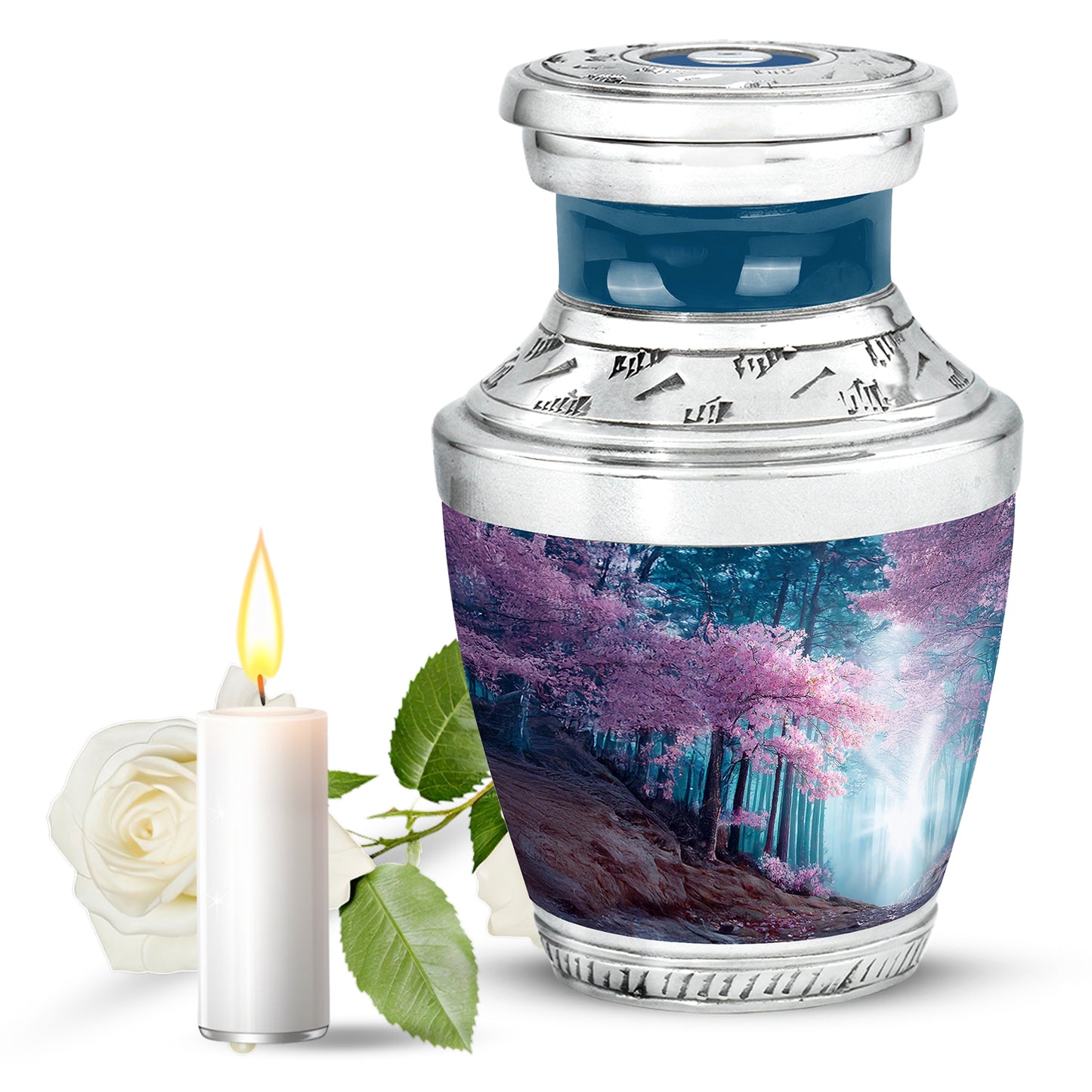 Personalized Magnificent Cherry Blossom Cremation Urns - Blue - Yatskia